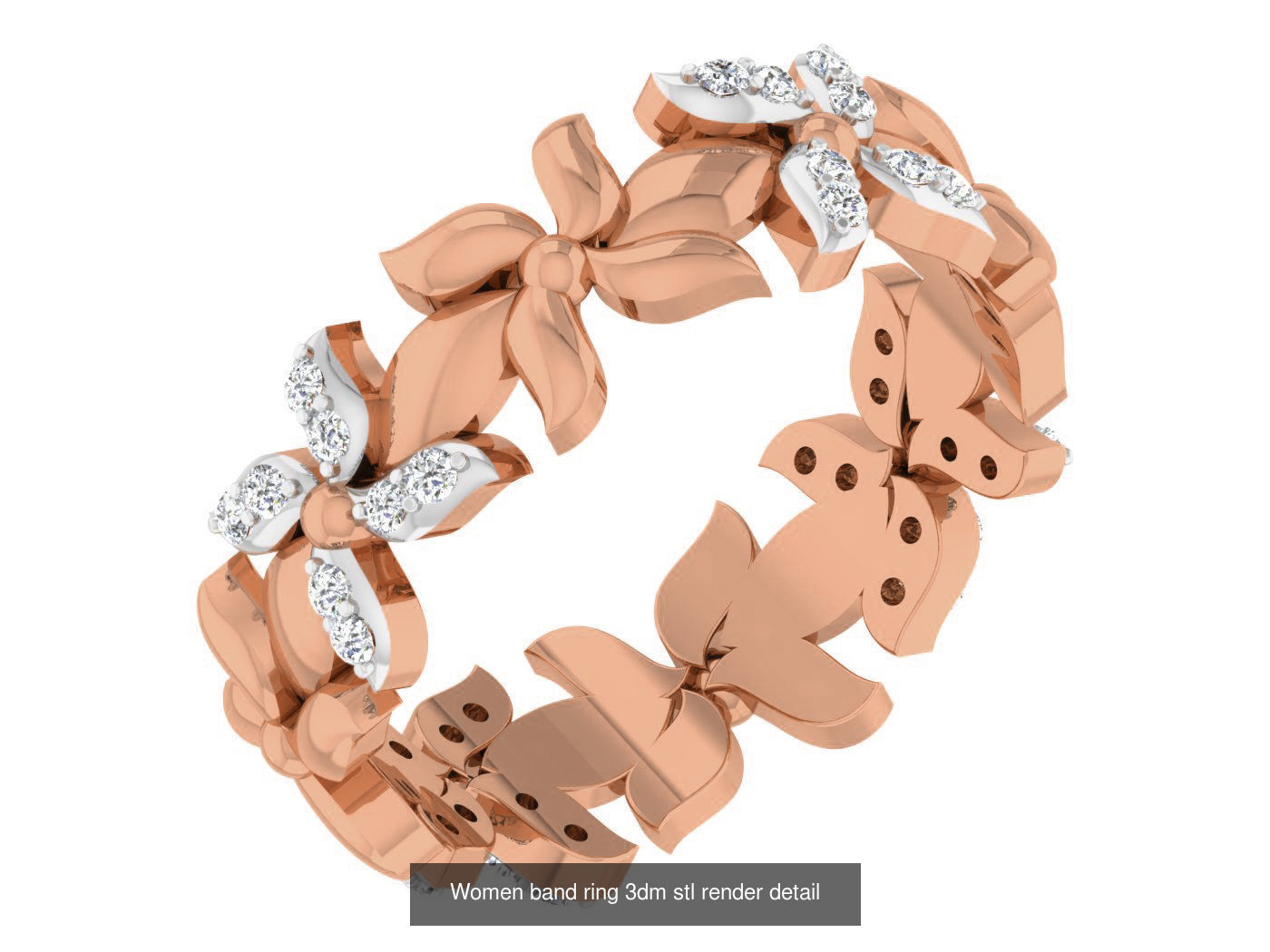 93 Women band ring 3dm stl render detail  3D Model Collection_34