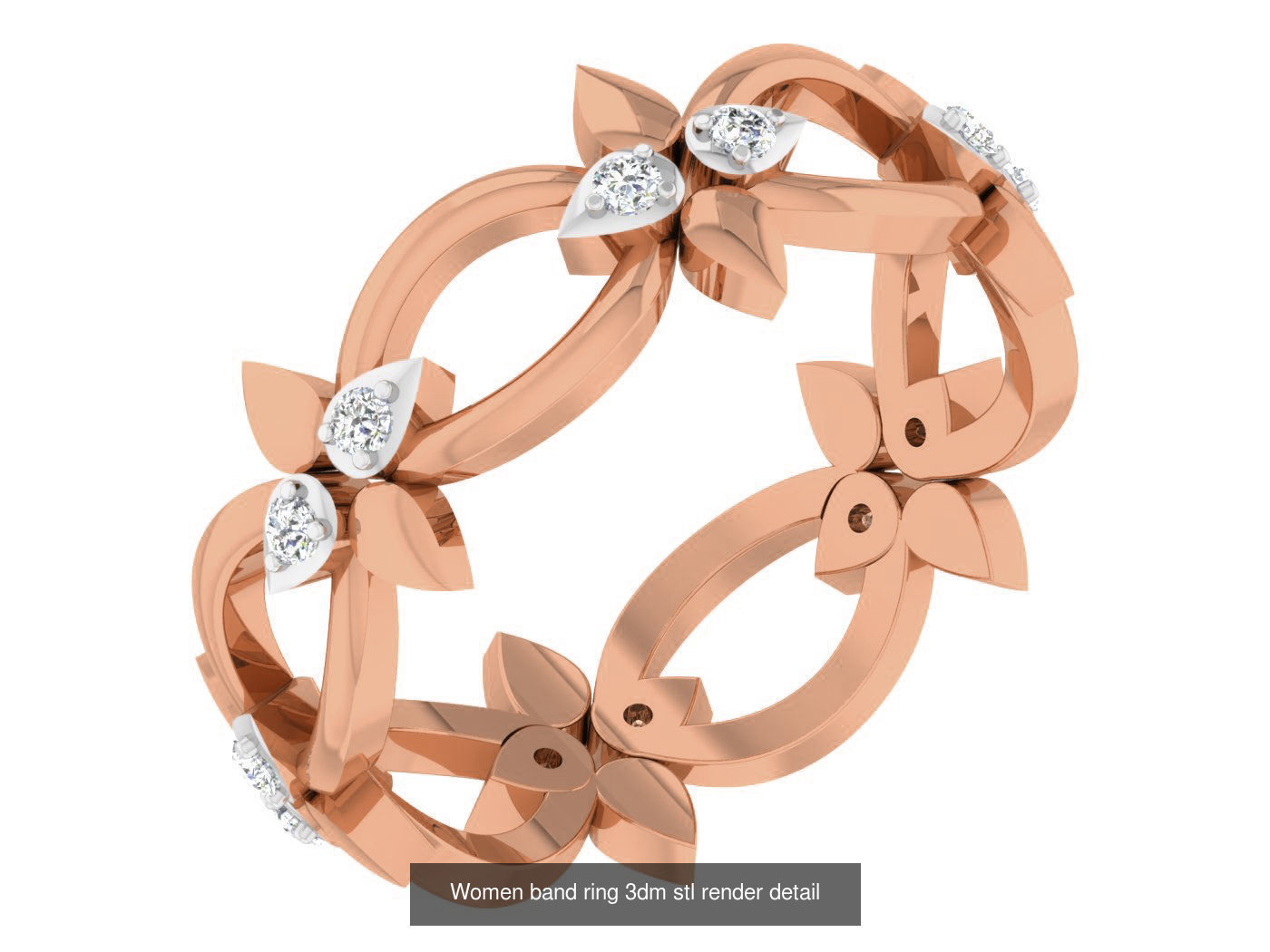 93 Women band ring 3dm stl render detail  3D Model Collection_39