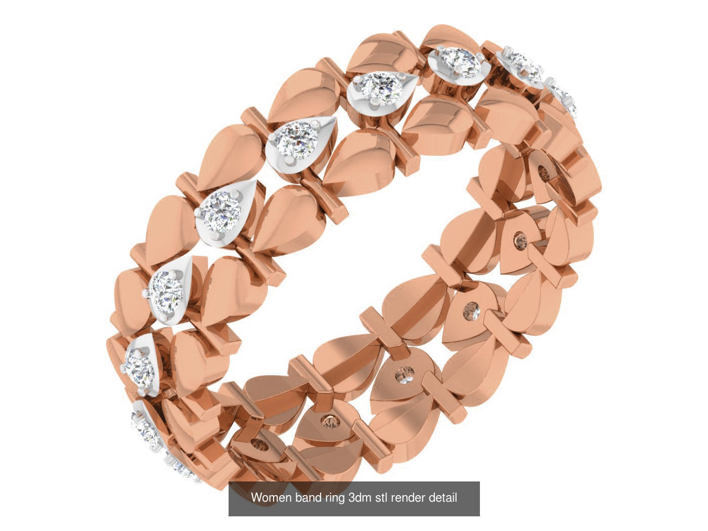 93 Women band ring 3dm stl render detail  3D Model Collection_31