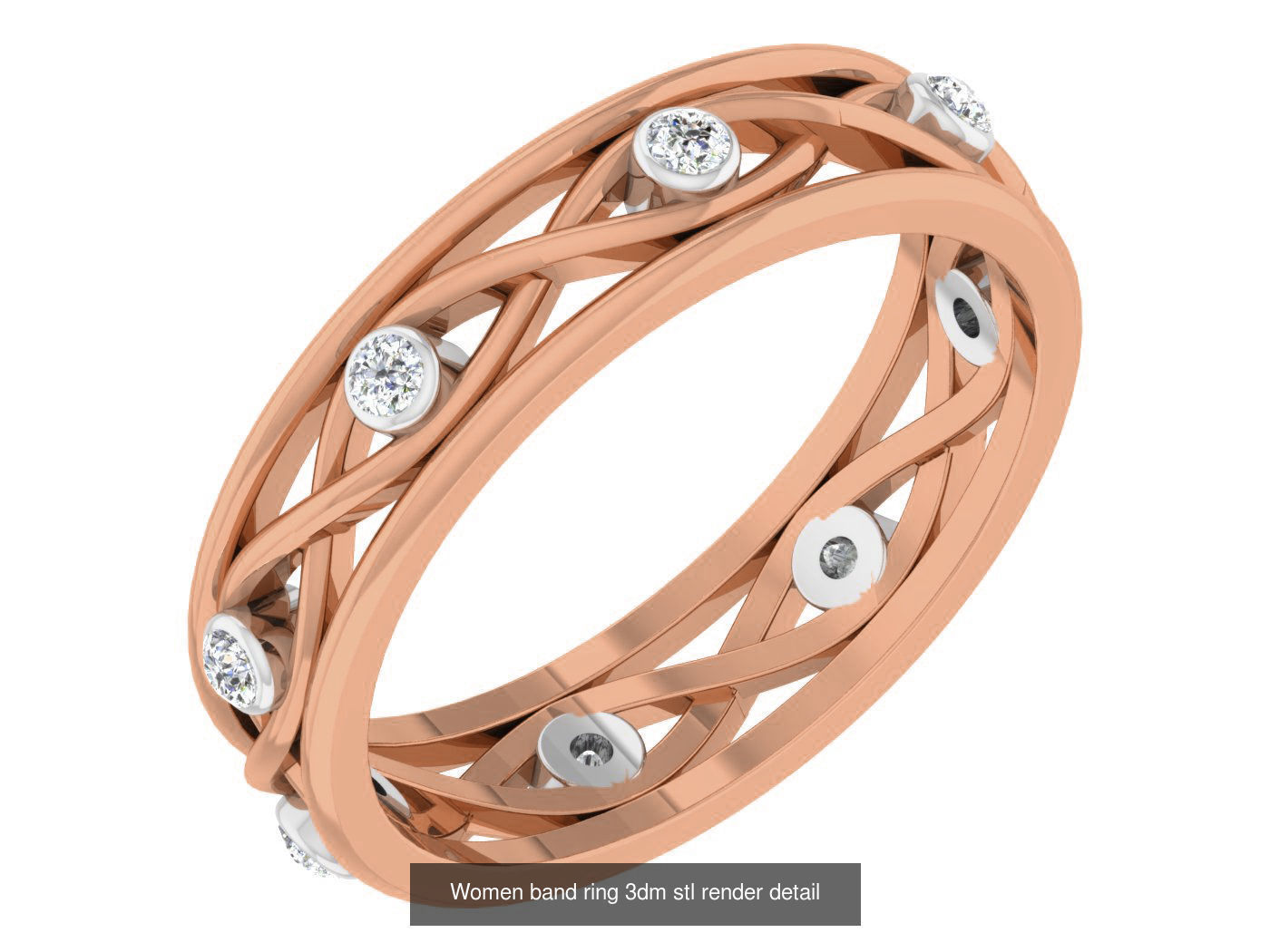 93 Women band ring 3dm stl render detail  3D Model Collection_17