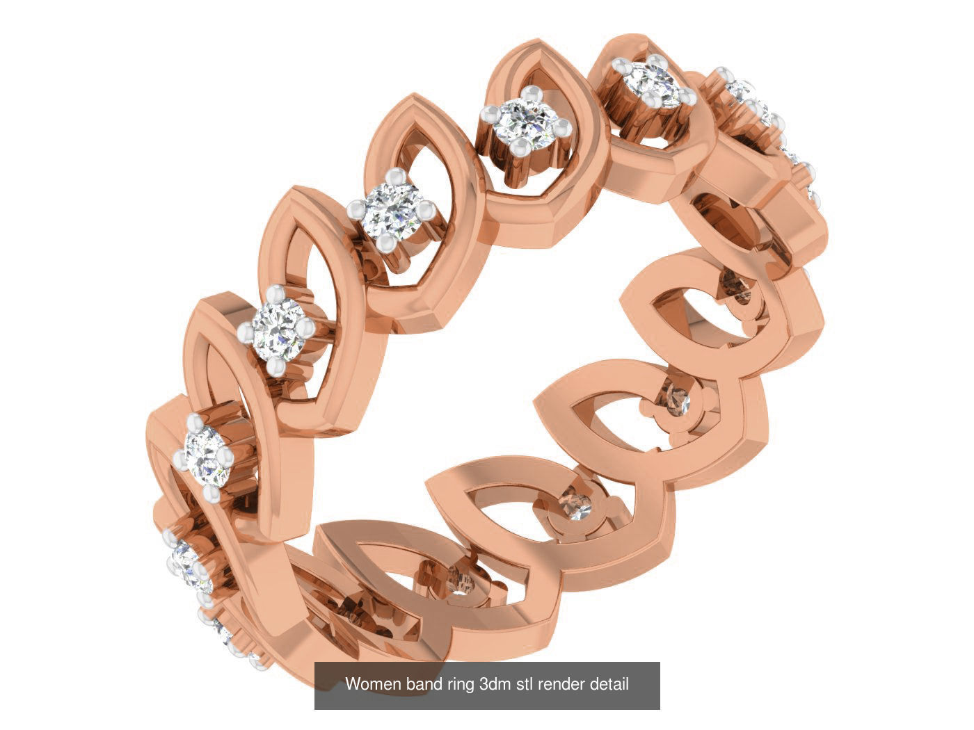 93 Women band ring 3dm stl render detail  3D Model Collection_36