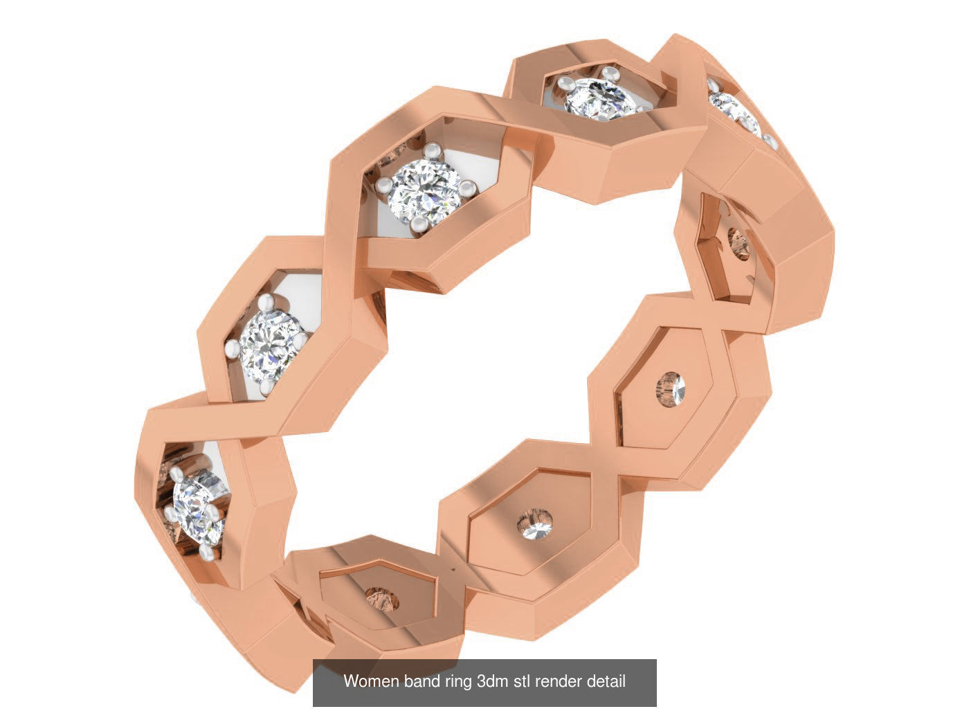 93 Women band ring 3dm stl render detail  3D Model Collection_49