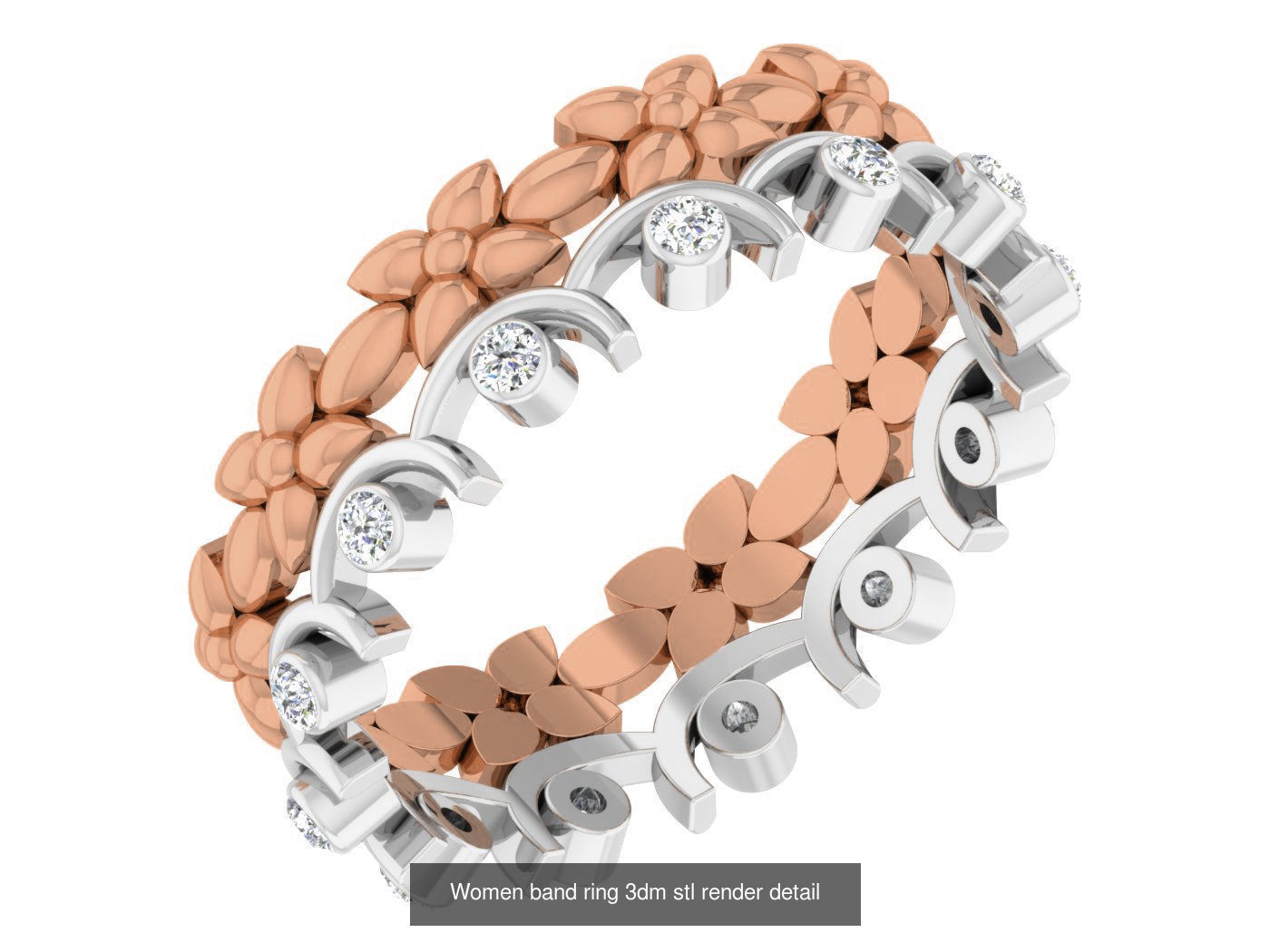 93 Women band ring 3dm stl render detail  3D Model Collection_47