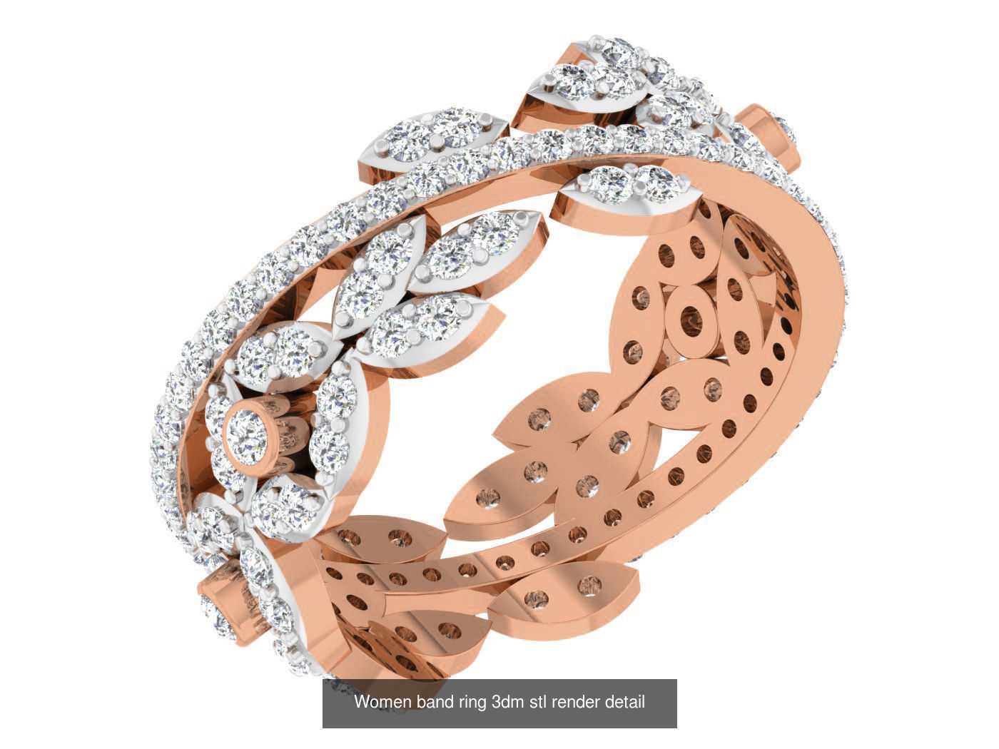93 Women band ring 3dm stl render detail  3D Model Collection_64