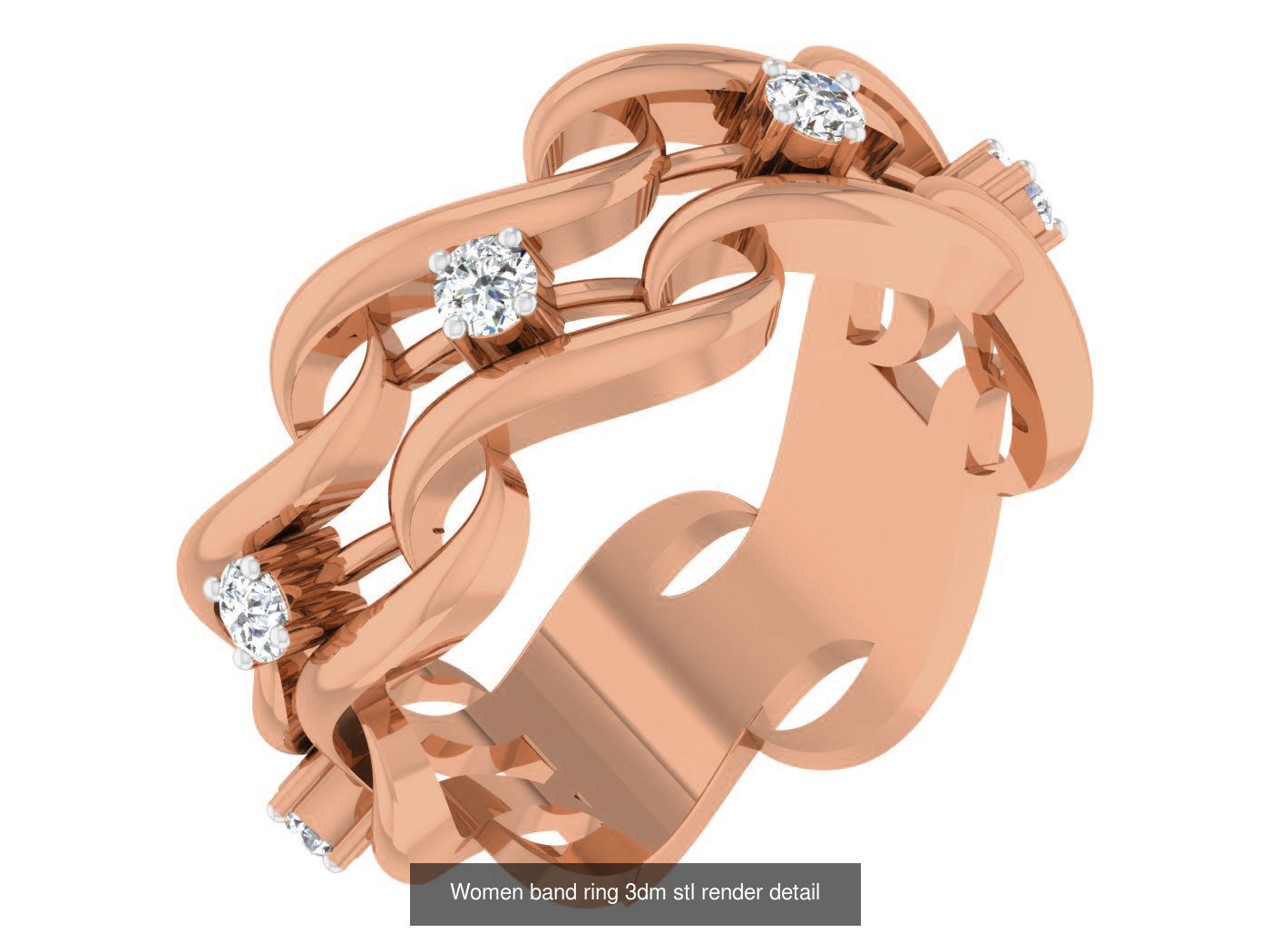 93 Women band ring 3dm stl render detail  3D Model Collection_38