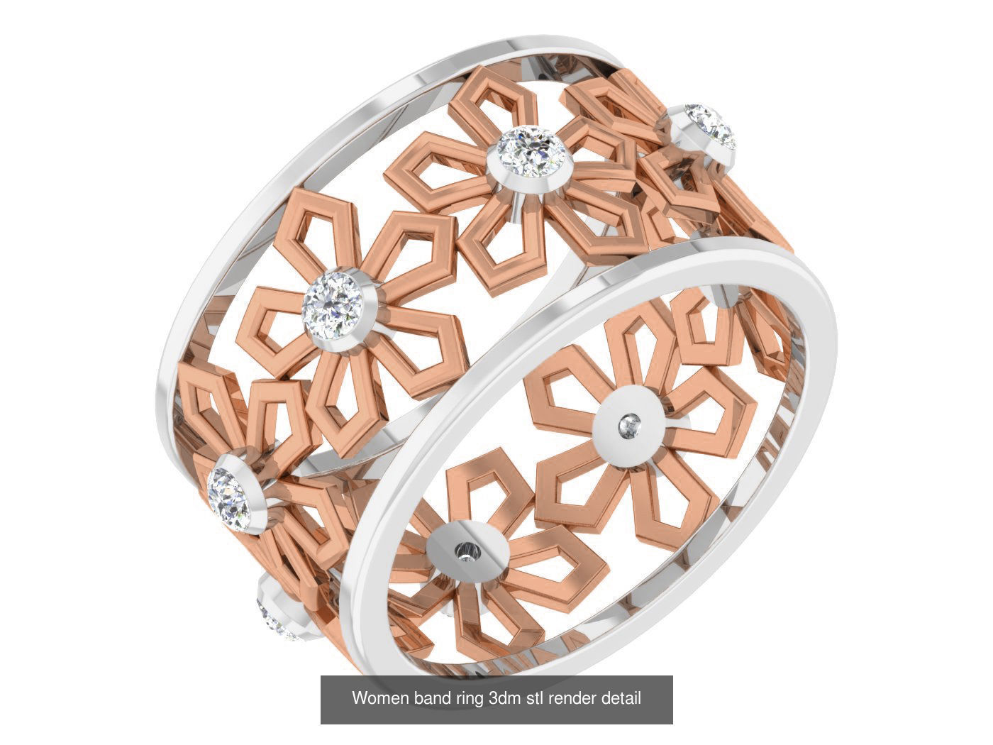 93 Women band ring 3dm stl render detail  3D Model Collection_91