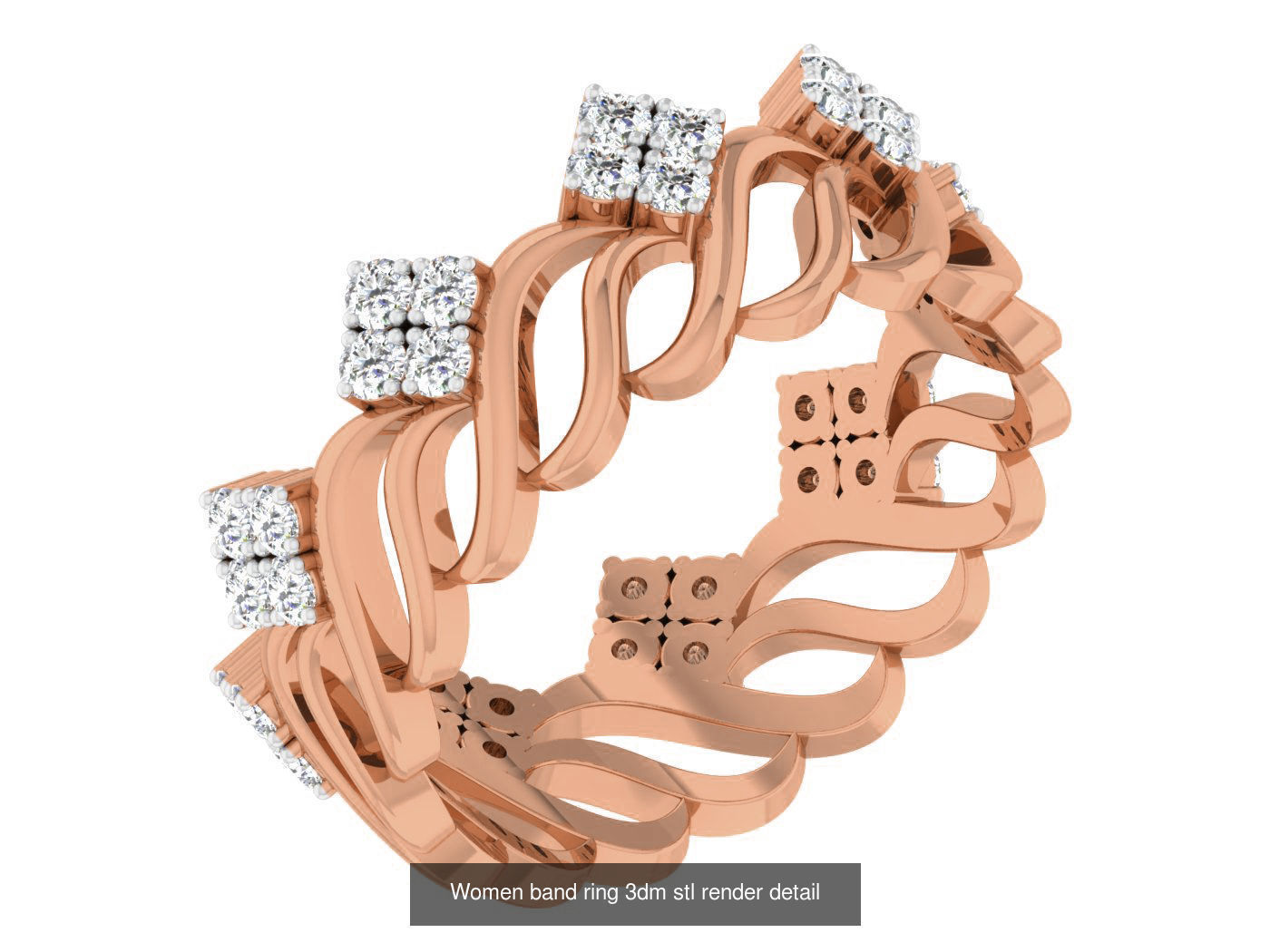 93 Women band ring 3dm stl render detail  3D Model Collection_25