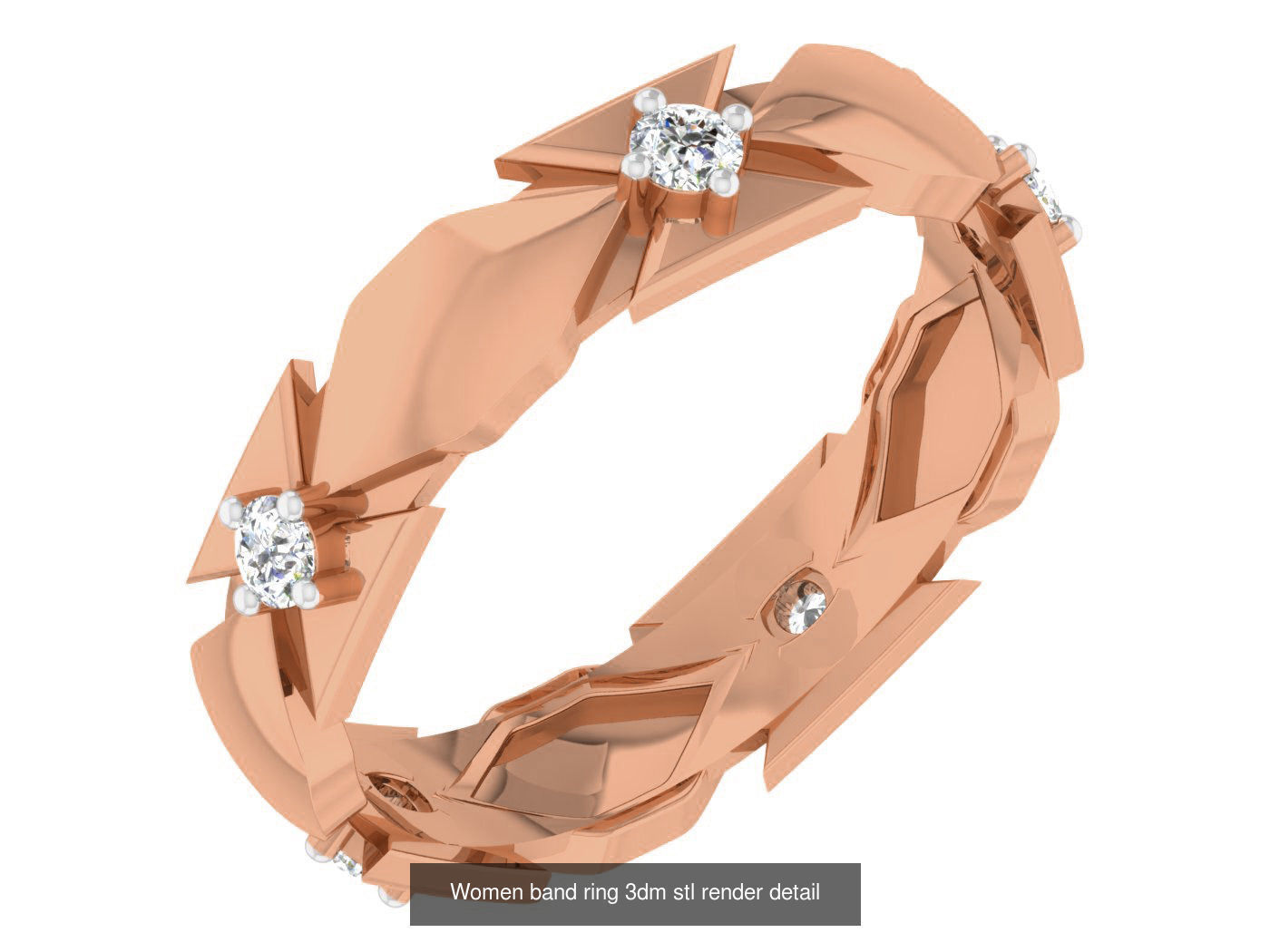 93 Women band ring 3dm stl render detail  3D Model Collection_70