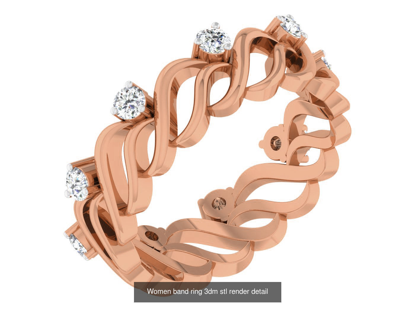 93 Women band ring 3dm stl render detail  3D Model Collection_26