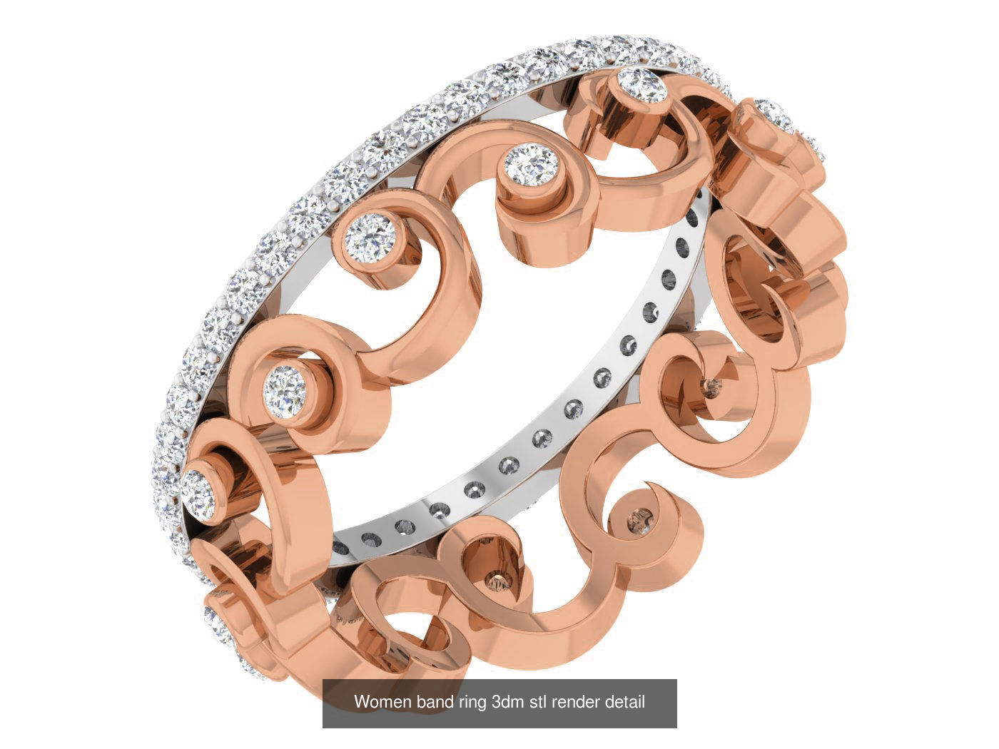 93 Women band ring 3dm stl render detail  3D Model Collection_24