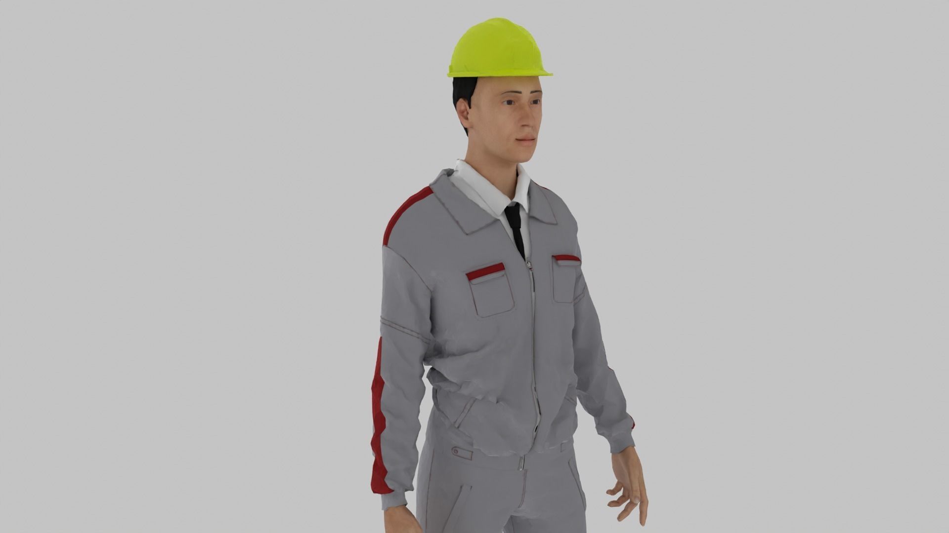 Engineer construction worker wearing hard hat Low-poly 3D model_6