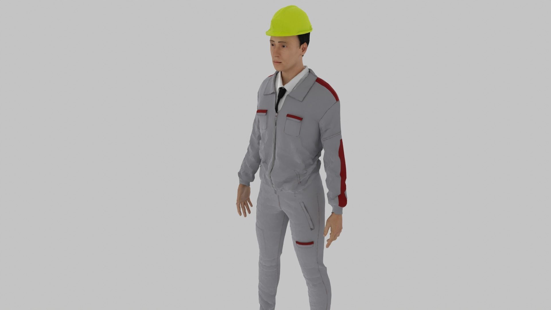 Engineer construction worker wearing hard hat Low-poly 3D model_4