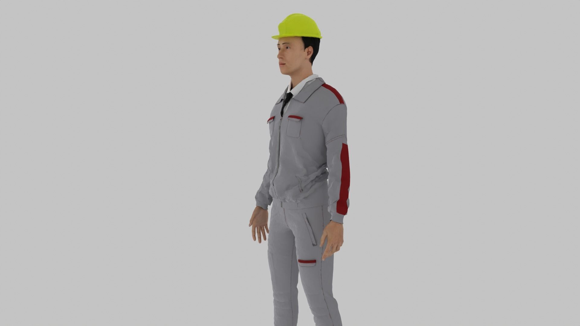 Engineer construction worker wearing hard hat Low-poly 3D model_7