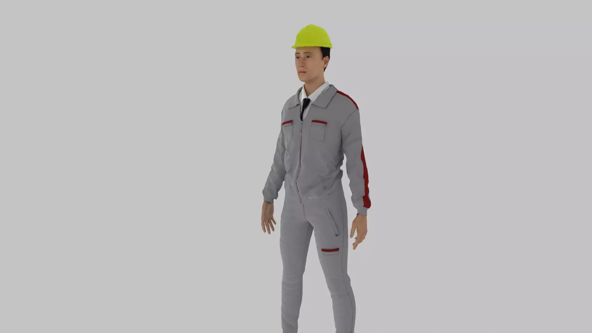 Engineer construction worker wearing hard hat Low-poly 3D model_0