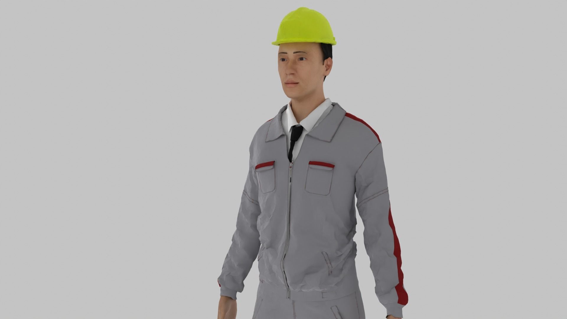 Engineer construction worker wearing hard hat Low-poly 3D model_1
