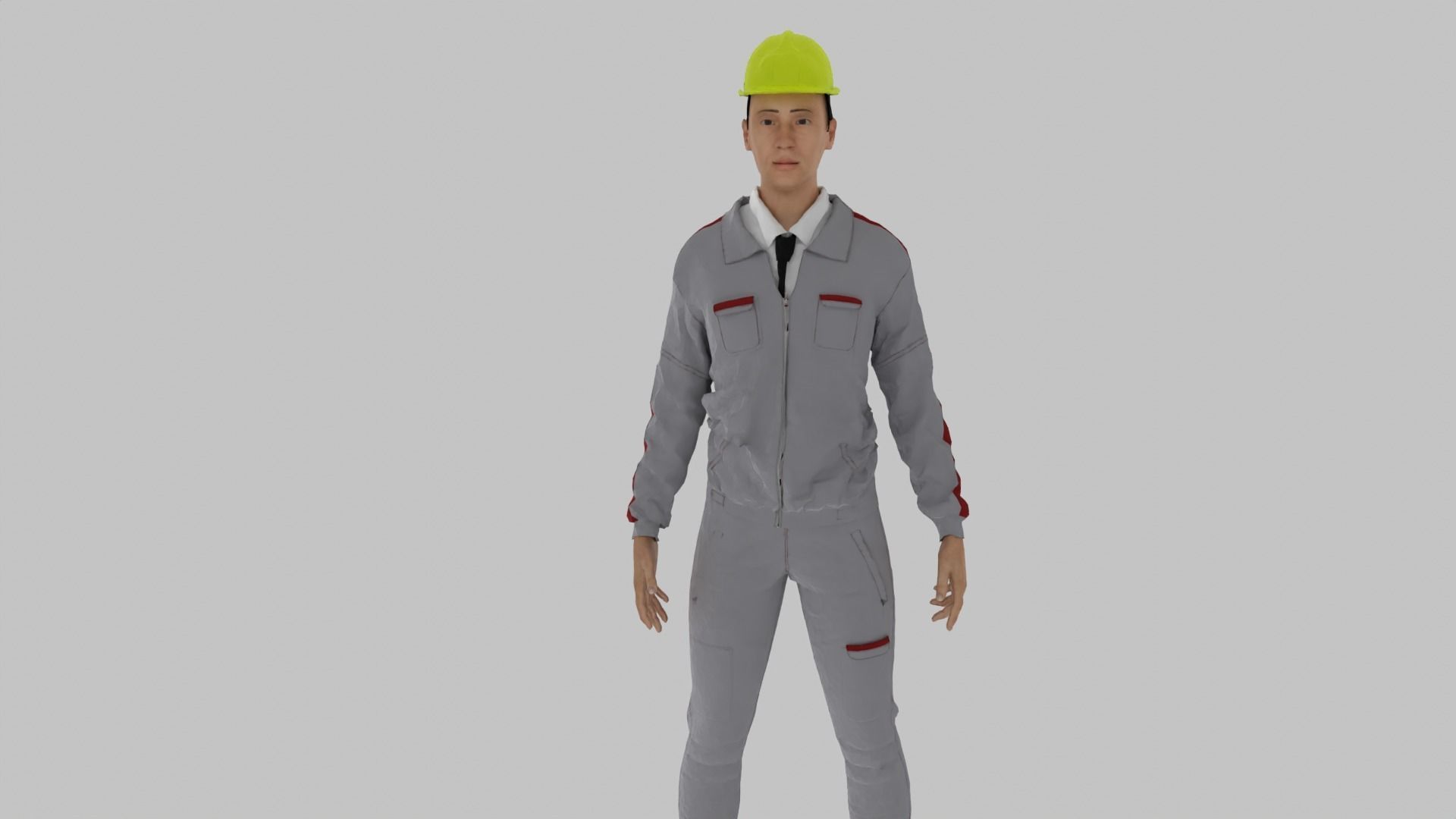 Engineer construction worker wearing hard hat Low-poly 3D model_3