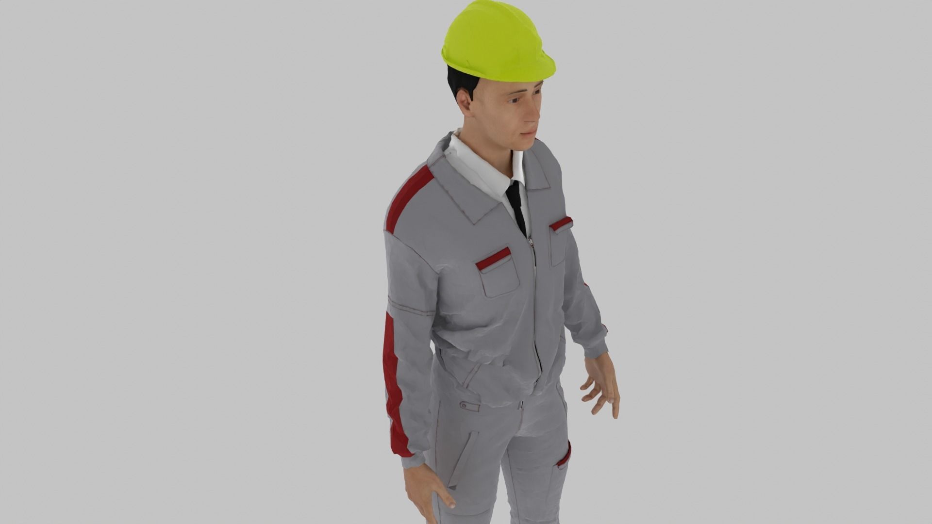 Engineer construction worker wearing hard hat Low-poly 3D model_5