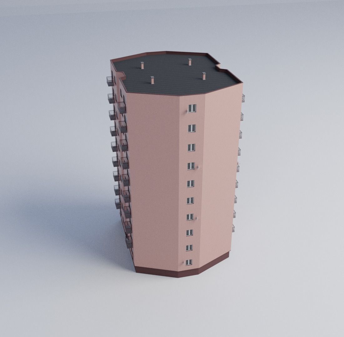 Apartment building 3D model_1