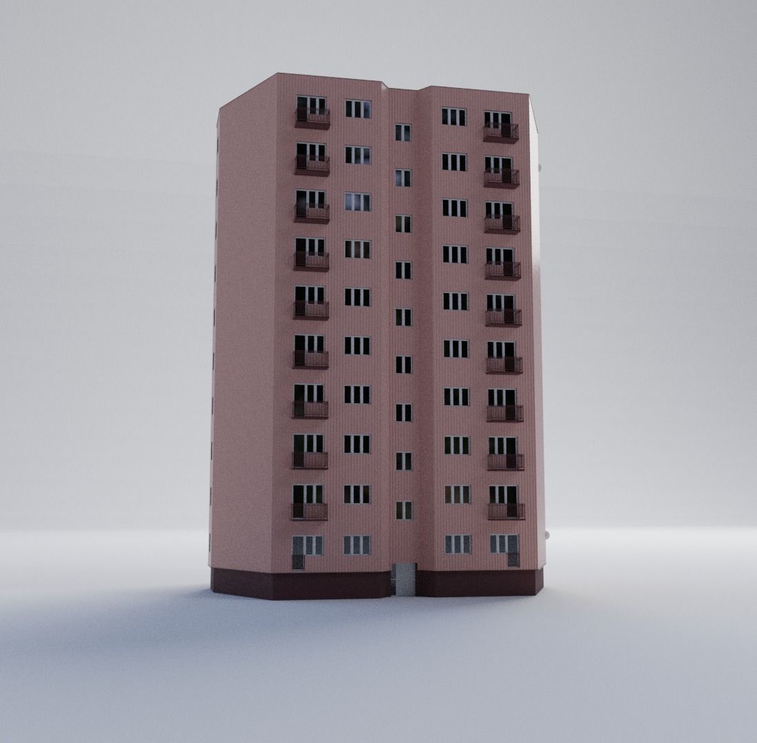 Apartment building 3D model_4