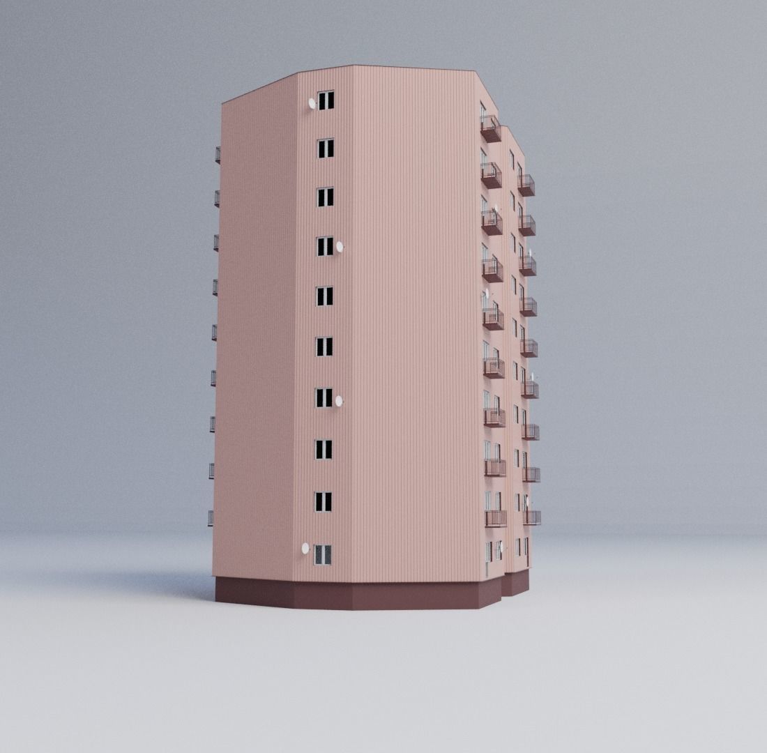 Apartment building 3D model_3