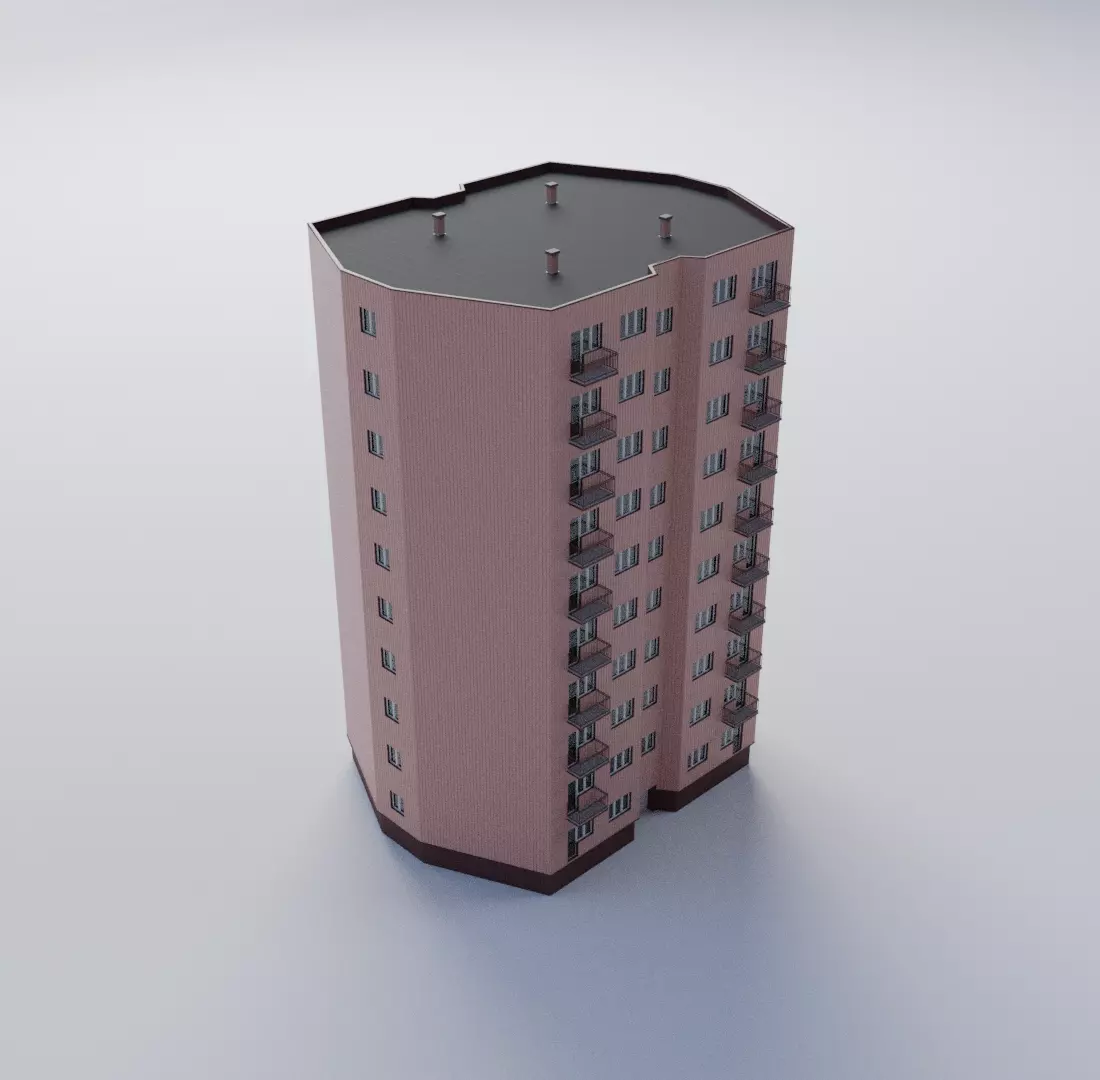 Apartment building 3D model_0