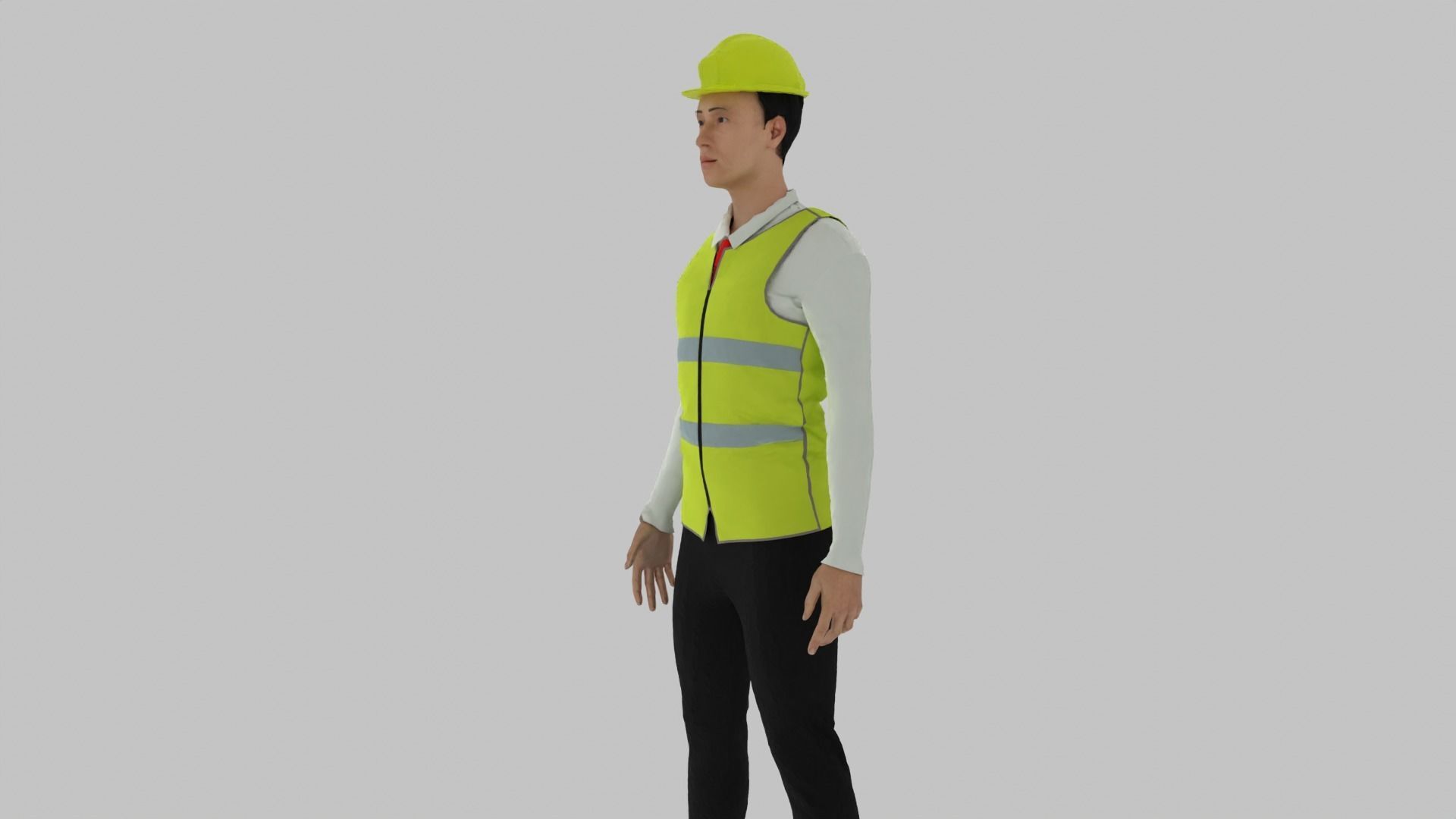 Engineer construction worker wearing vest Low-poly 3D model_7