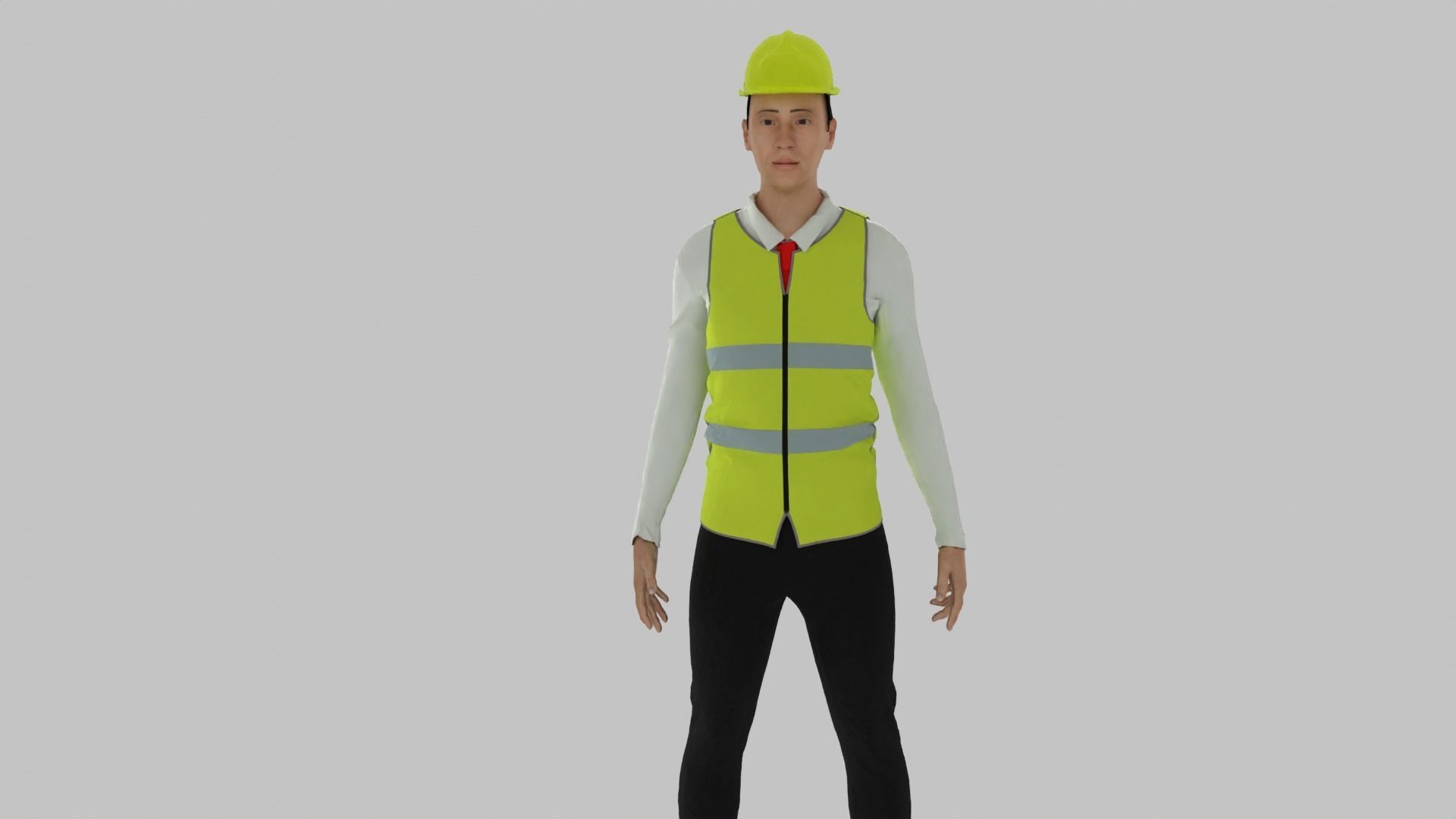 Engineer construction worker wearing vest Low-poly 3D model_3