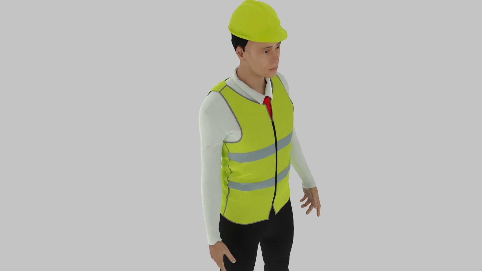 Engineer construction worker wearing vest Low-poly 3D model_5