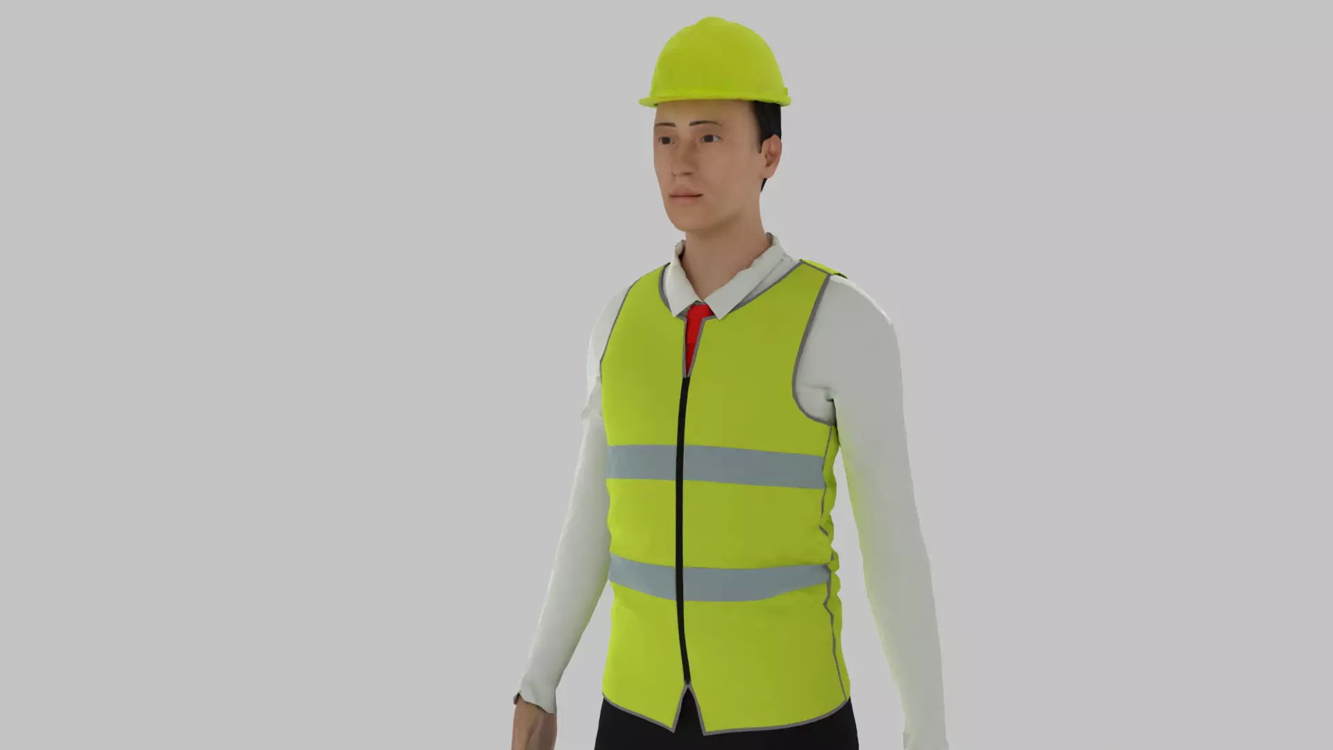Engineer construction worker wearing vest Low-poly 3D model_0