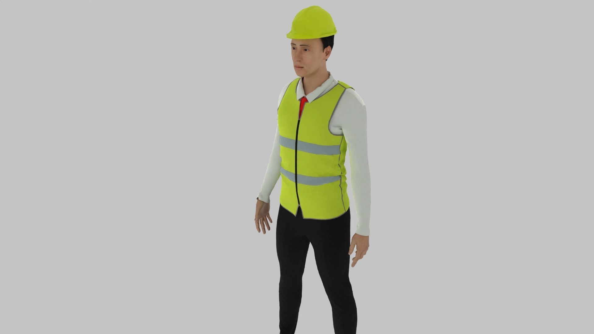 Engineer construction worker wearing vest Low-poly 3D model_4