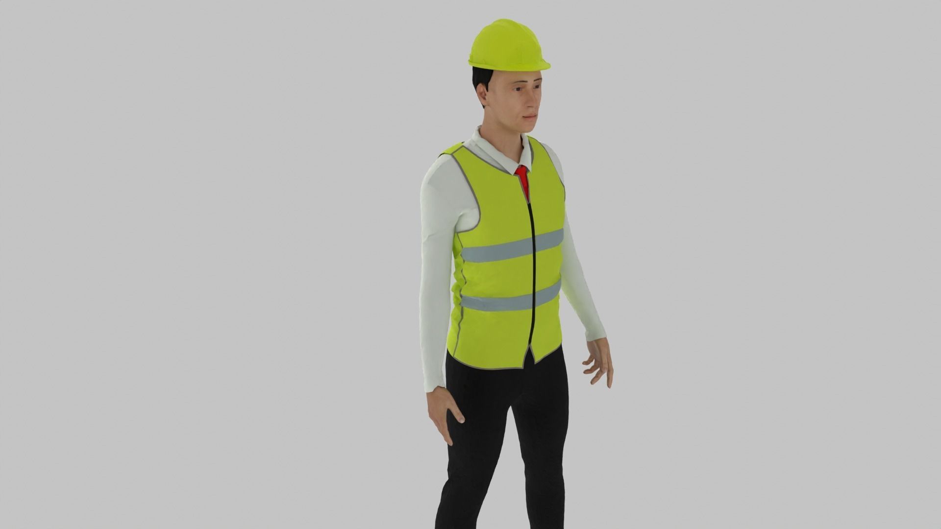 Engineer construction worker wearing vest Low-poly 3D model_2