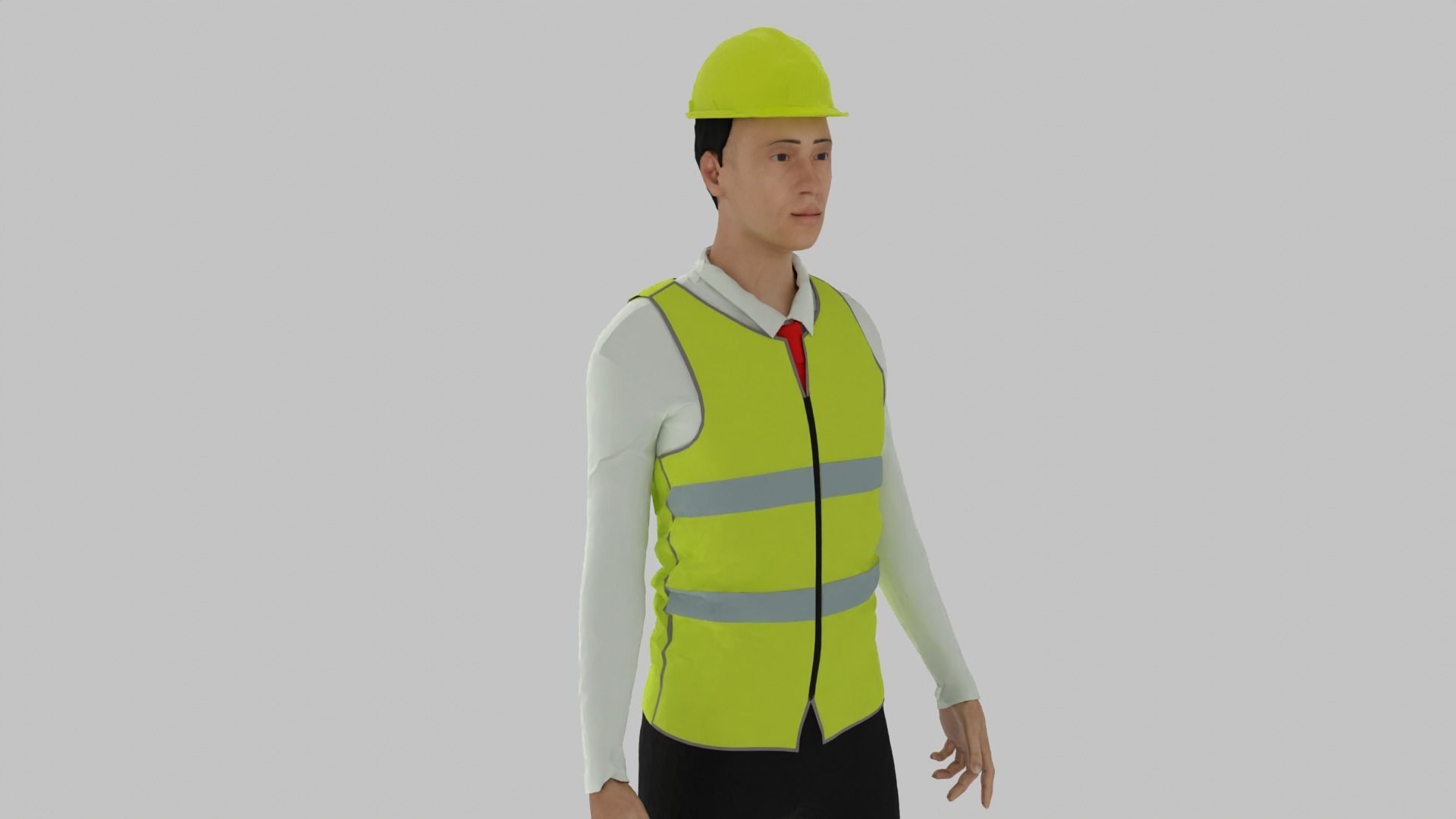 Engineer construction worker wearing vest Low-poly 3D model_6