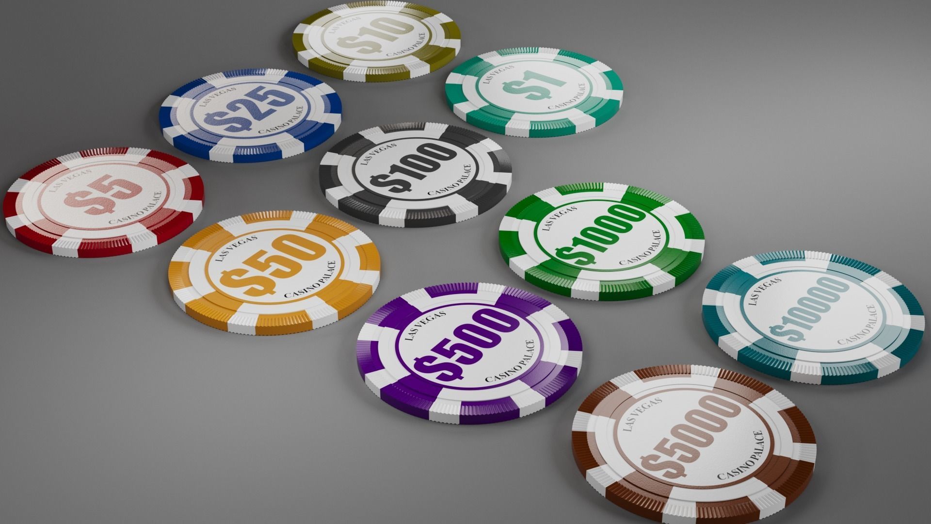 Casino Chips Set 3D model_3