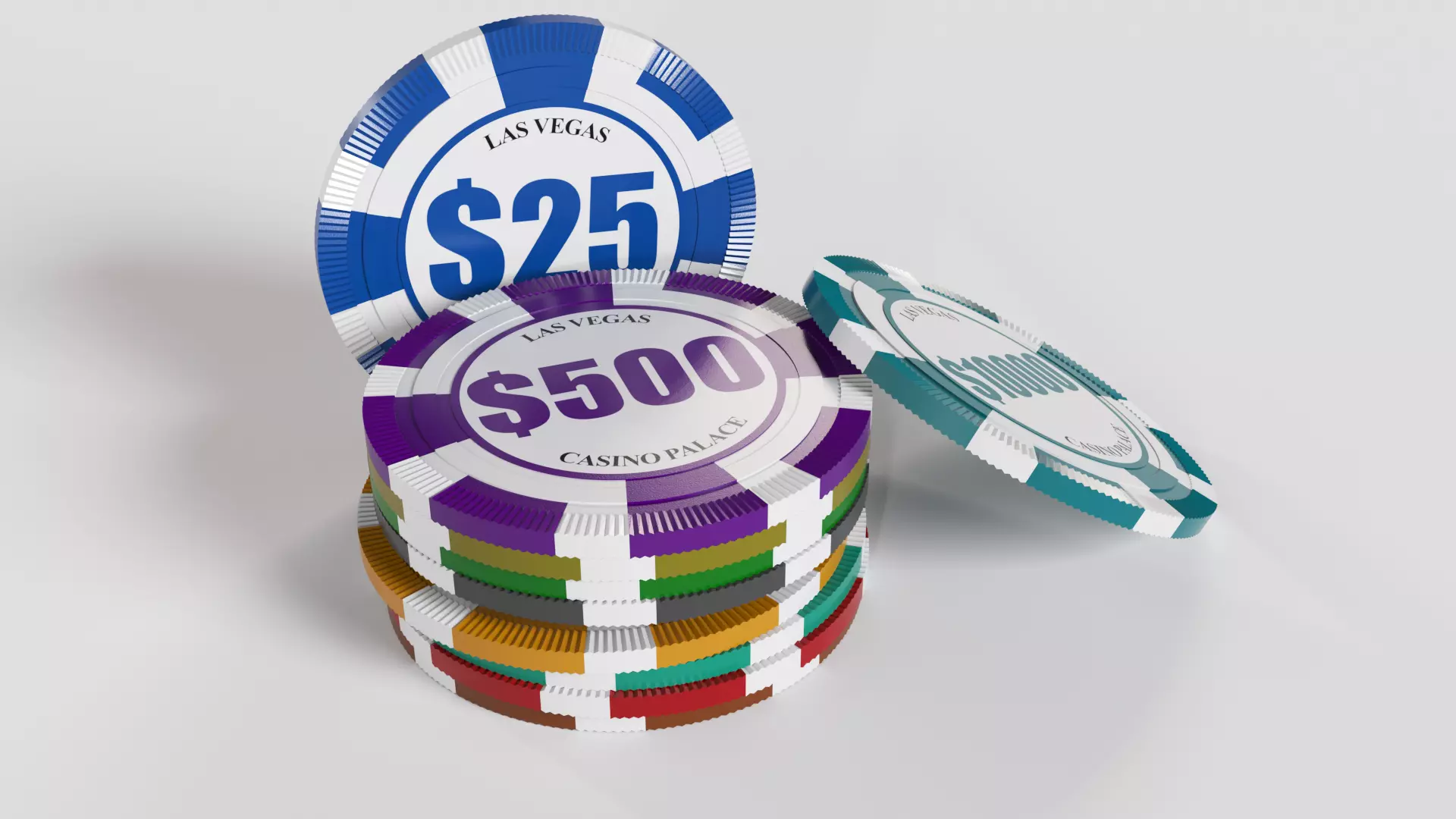 Casino Chips Set 3D model_0