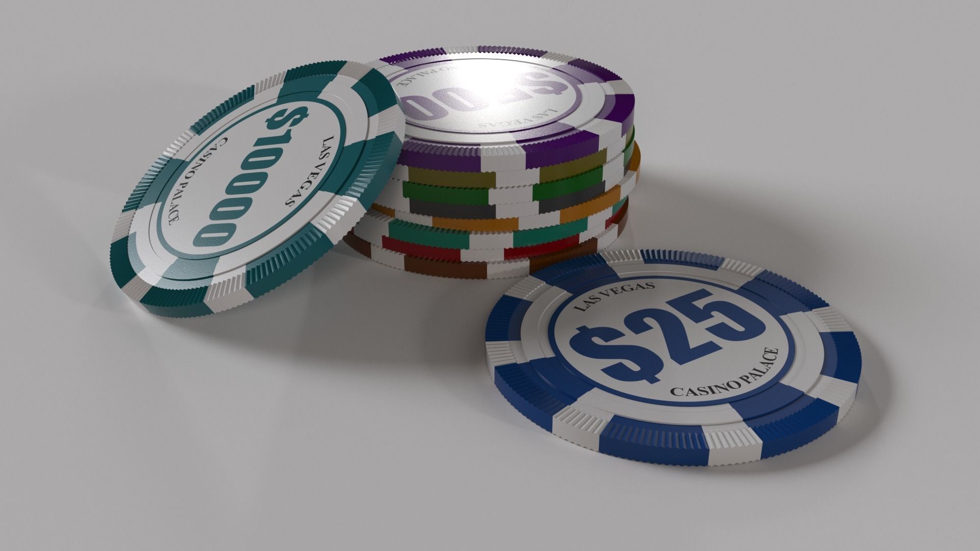 Casino Chips Set 3D model_7