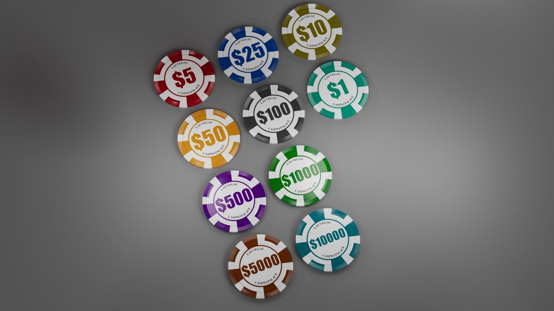 Casino Chips Set 3D model_2