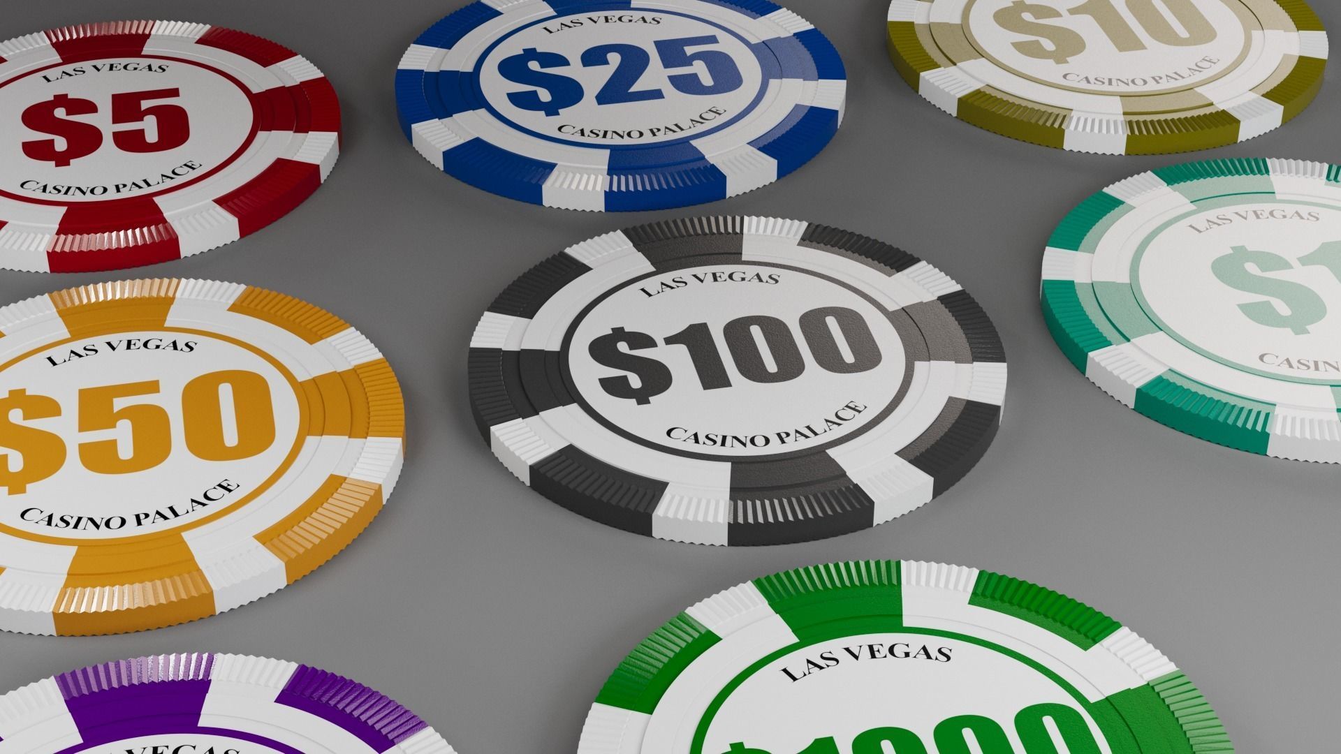 Casino Chips Set 3D model_4