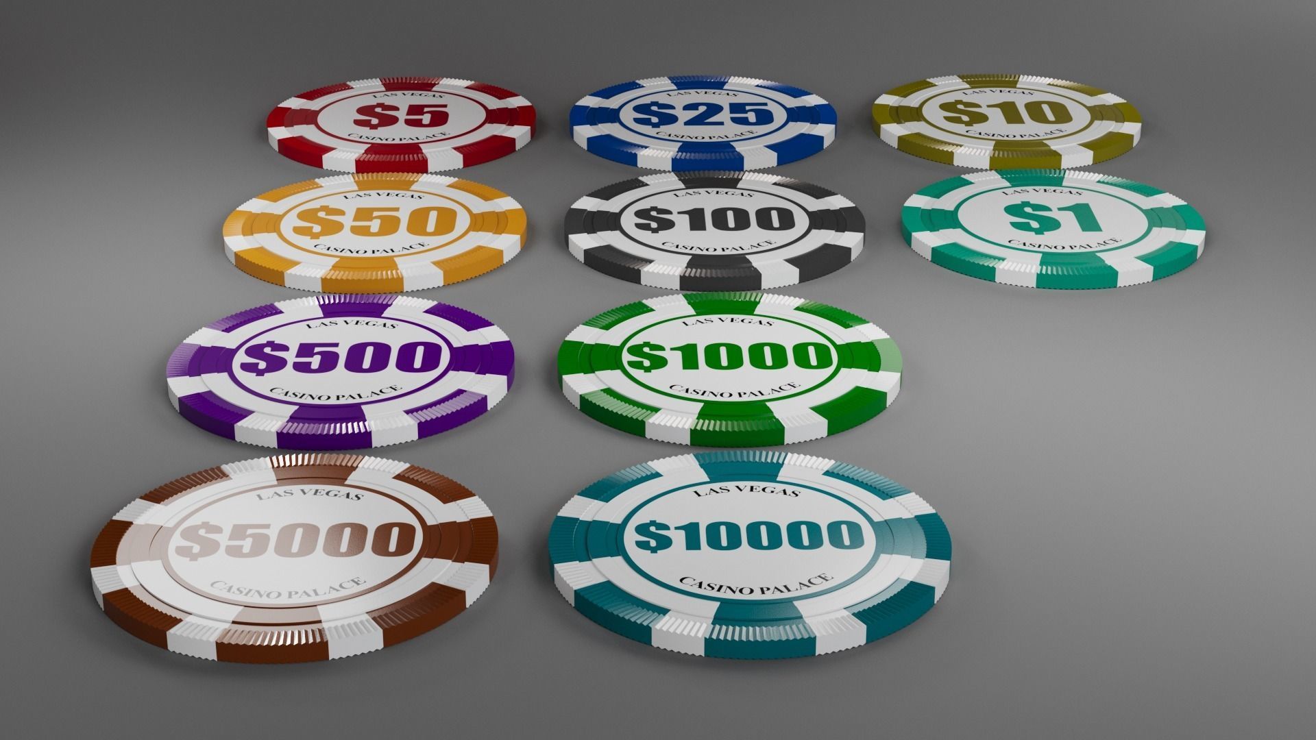 Casino Chips Set 3D model_5
