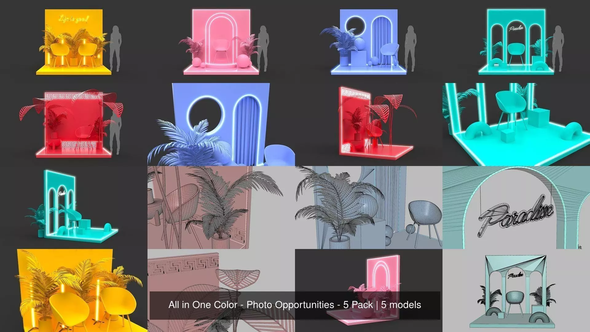 All in One Color - Photo Opportunities - 5 Pack 3D Model Collection_0
