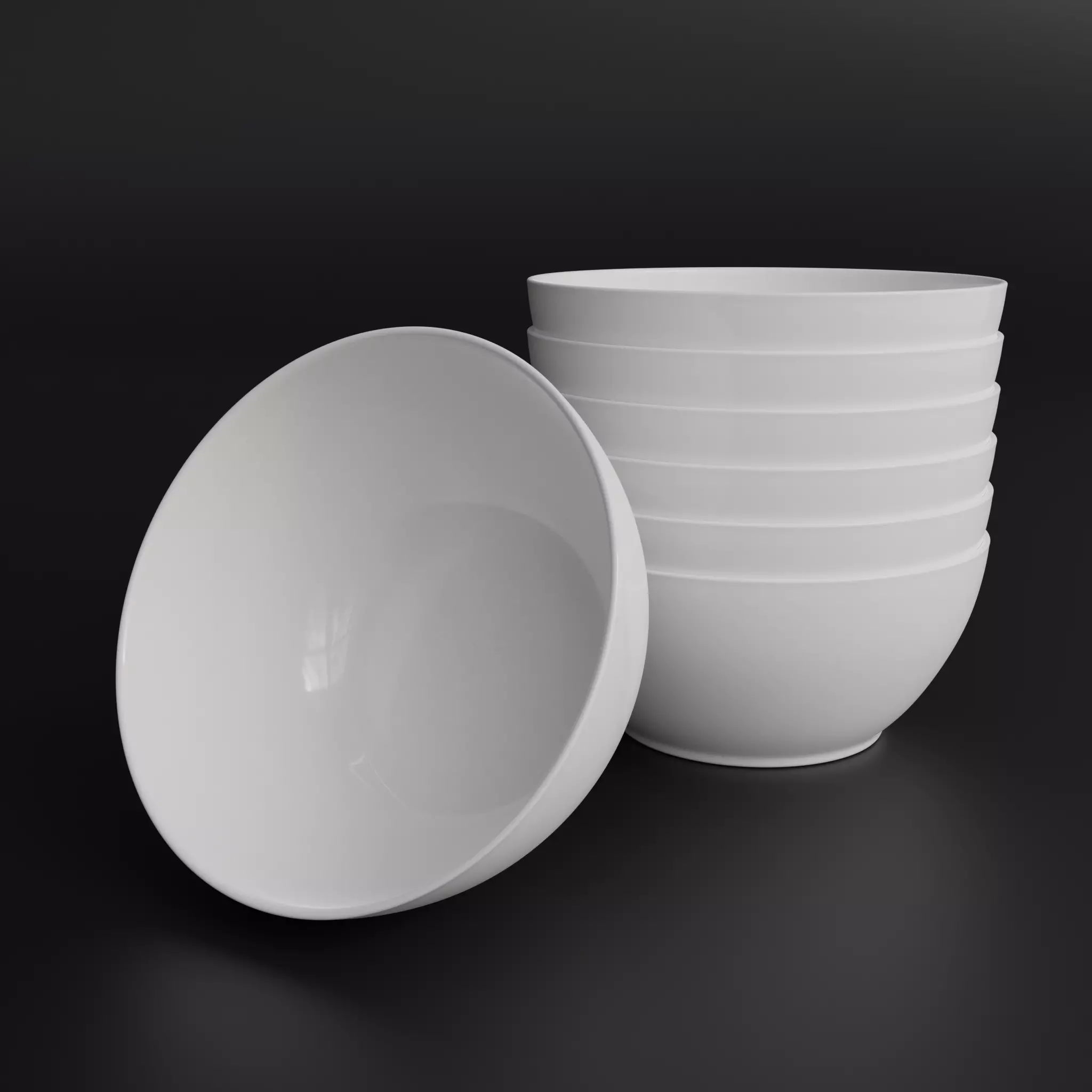 Porcelain bowl Low-poly 3D model_0