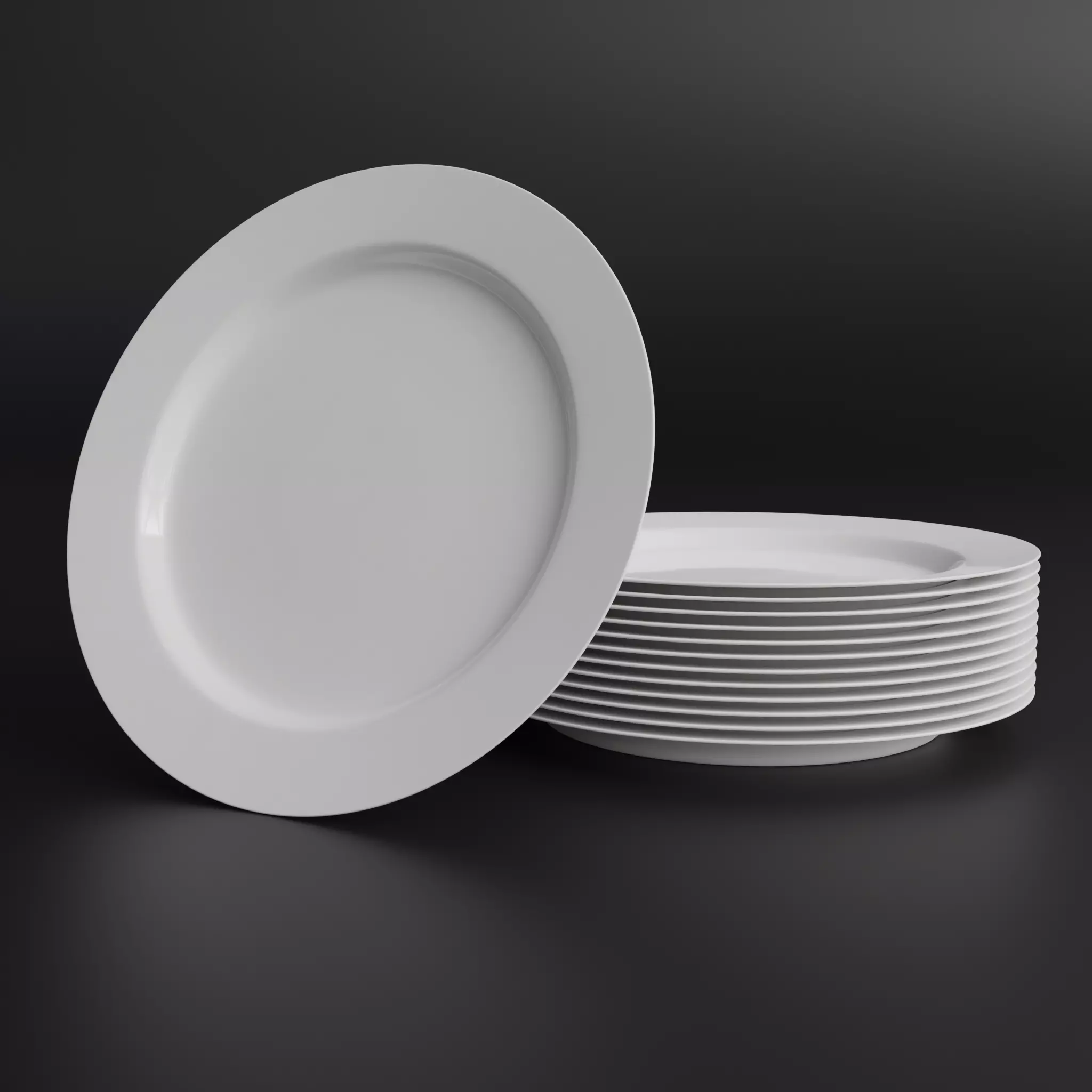 Porcelain Dinner plate Low-poly 3D model_0