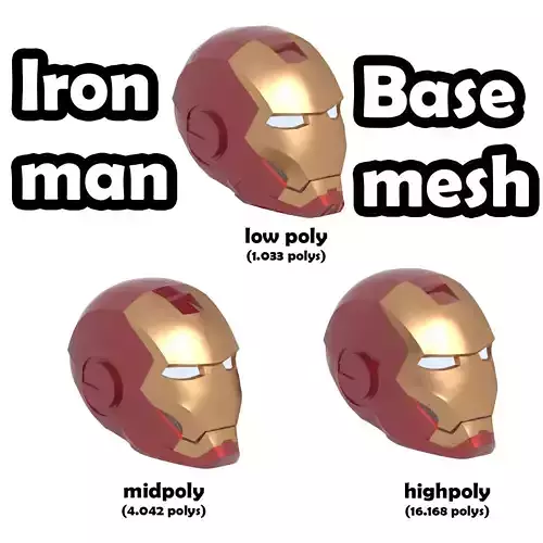 Iron man helmet base mesh Low-poly 3D model