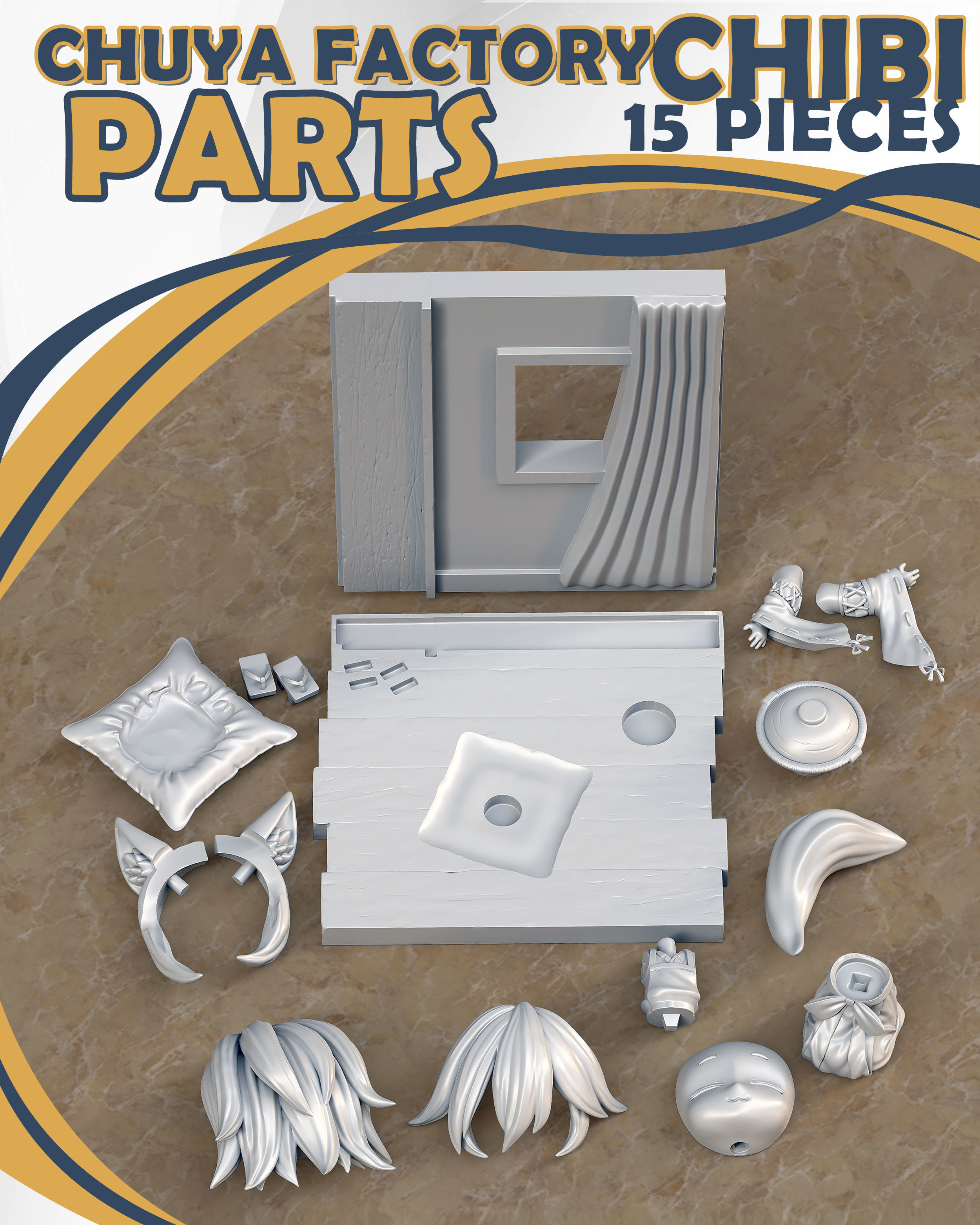 Senko-san figurine of cat on shelf 3D print model_1