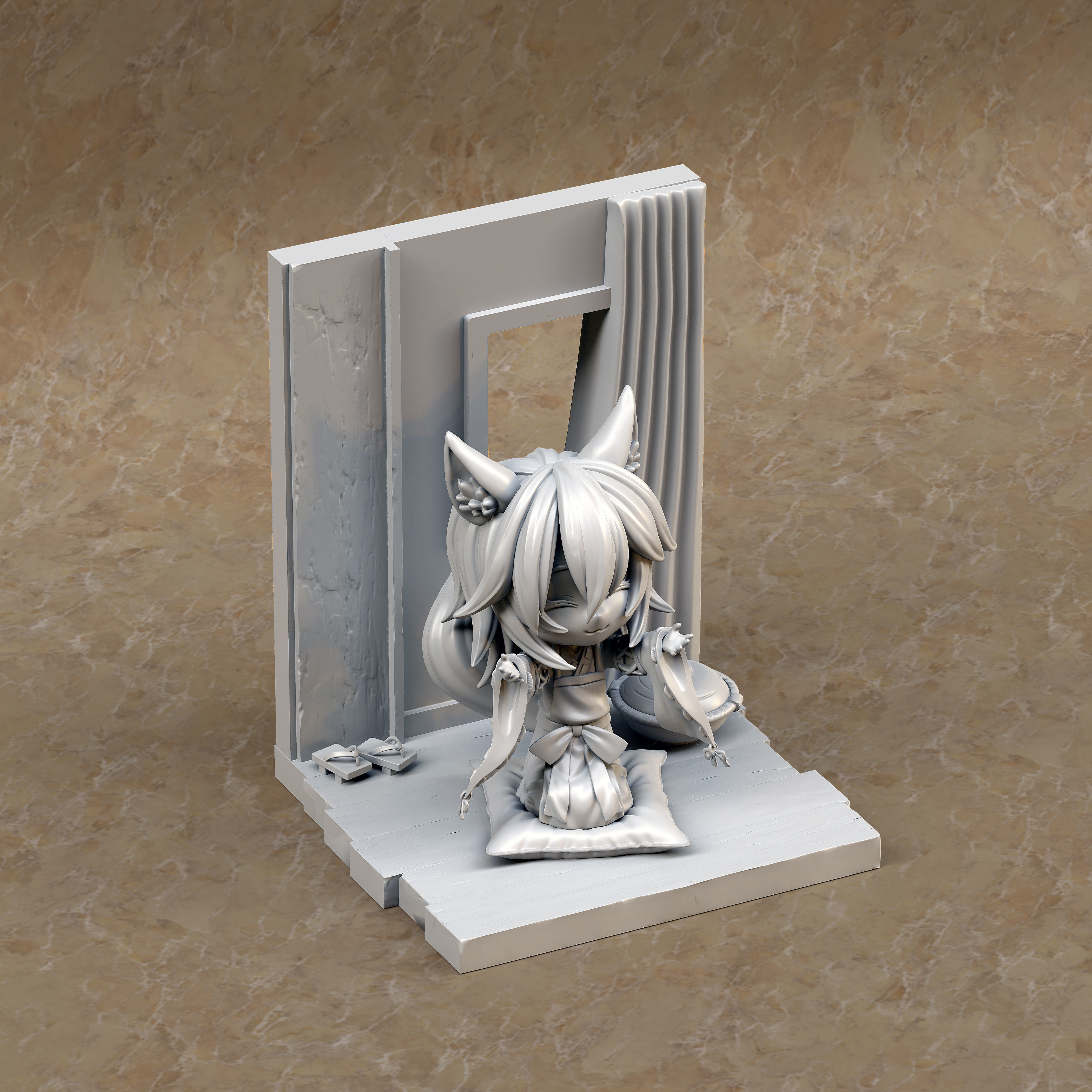 Senko-san figurine of cat on shelf 3D print model_5