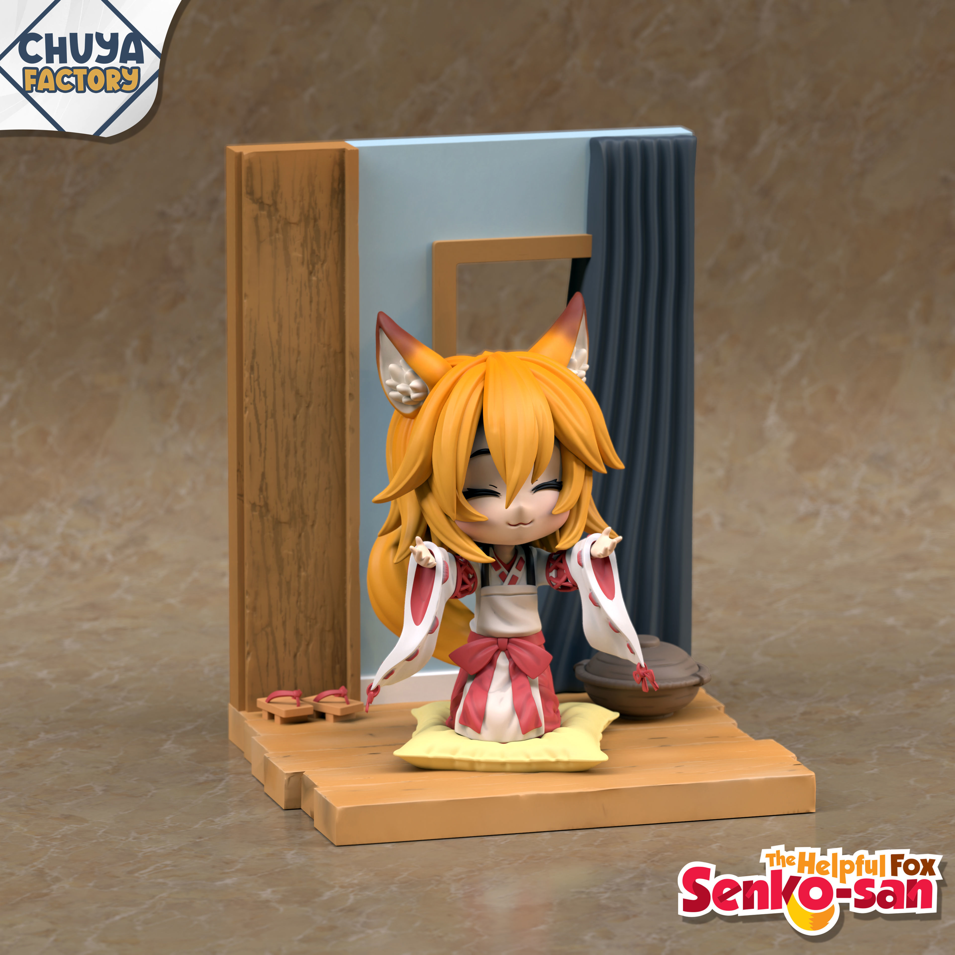 Senko-san figurine of cat on shelf 3D print model_2