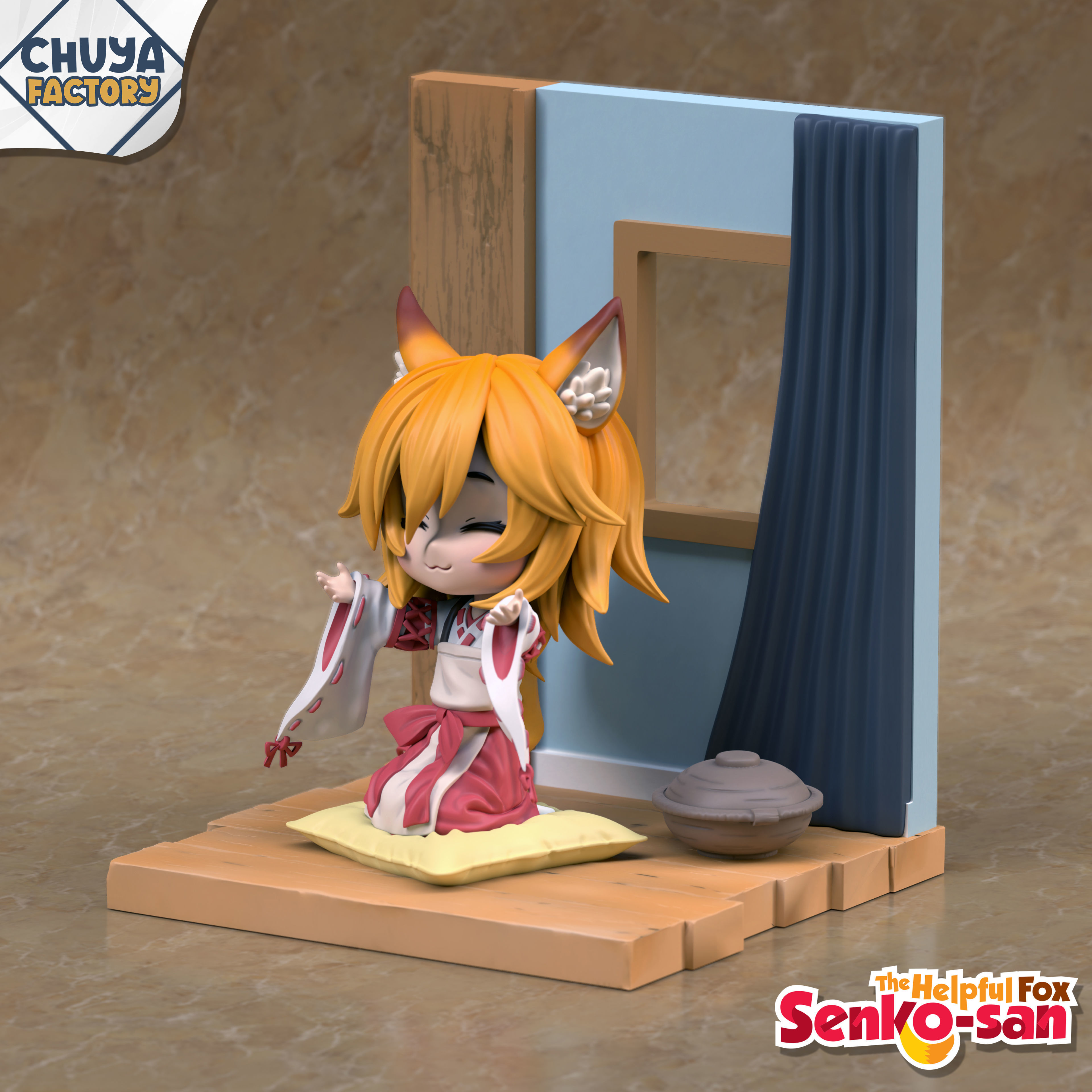 Senko-san figurine of cat on shelf 3D print model_6