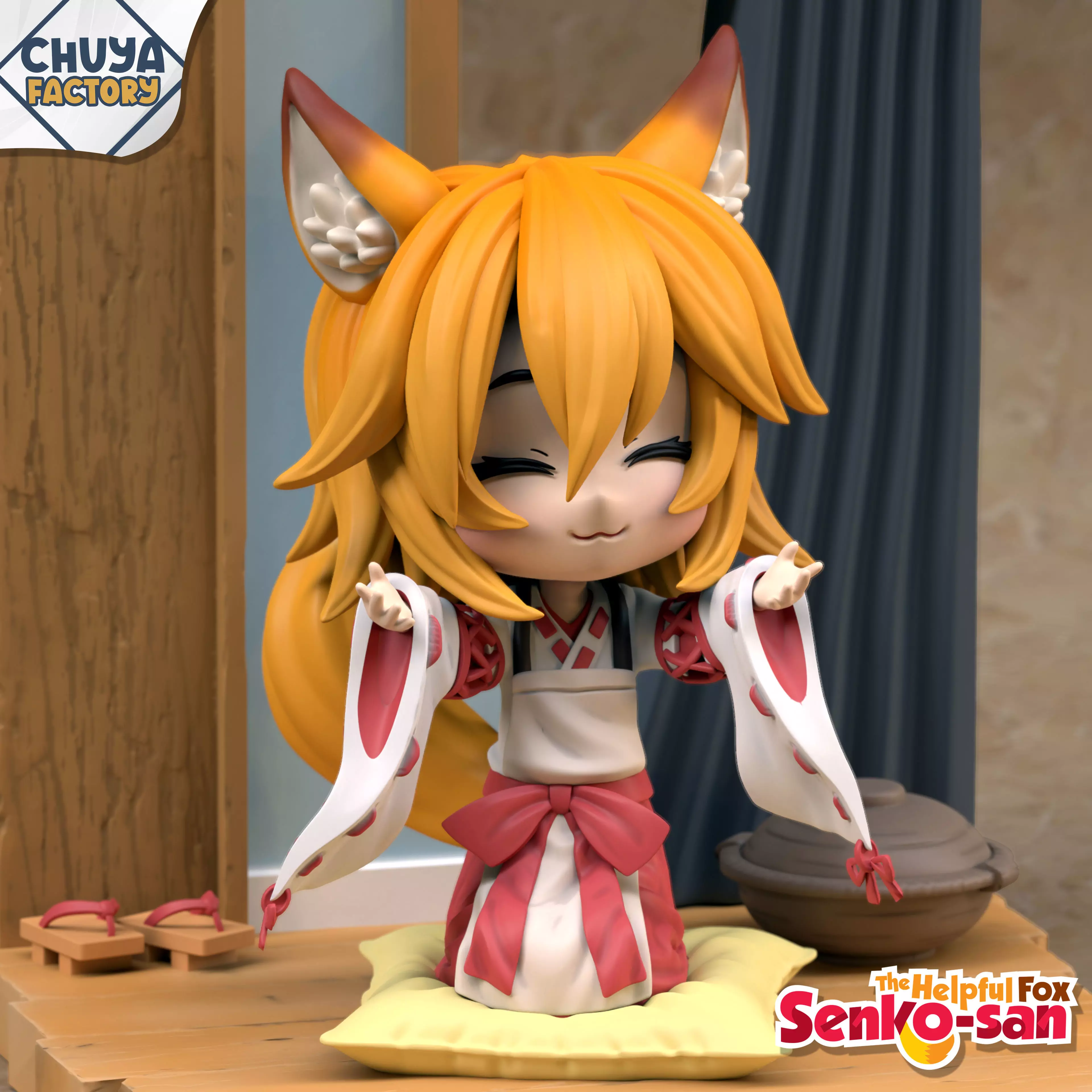 Senko-san figurine of cat on shelf 3D print model_0