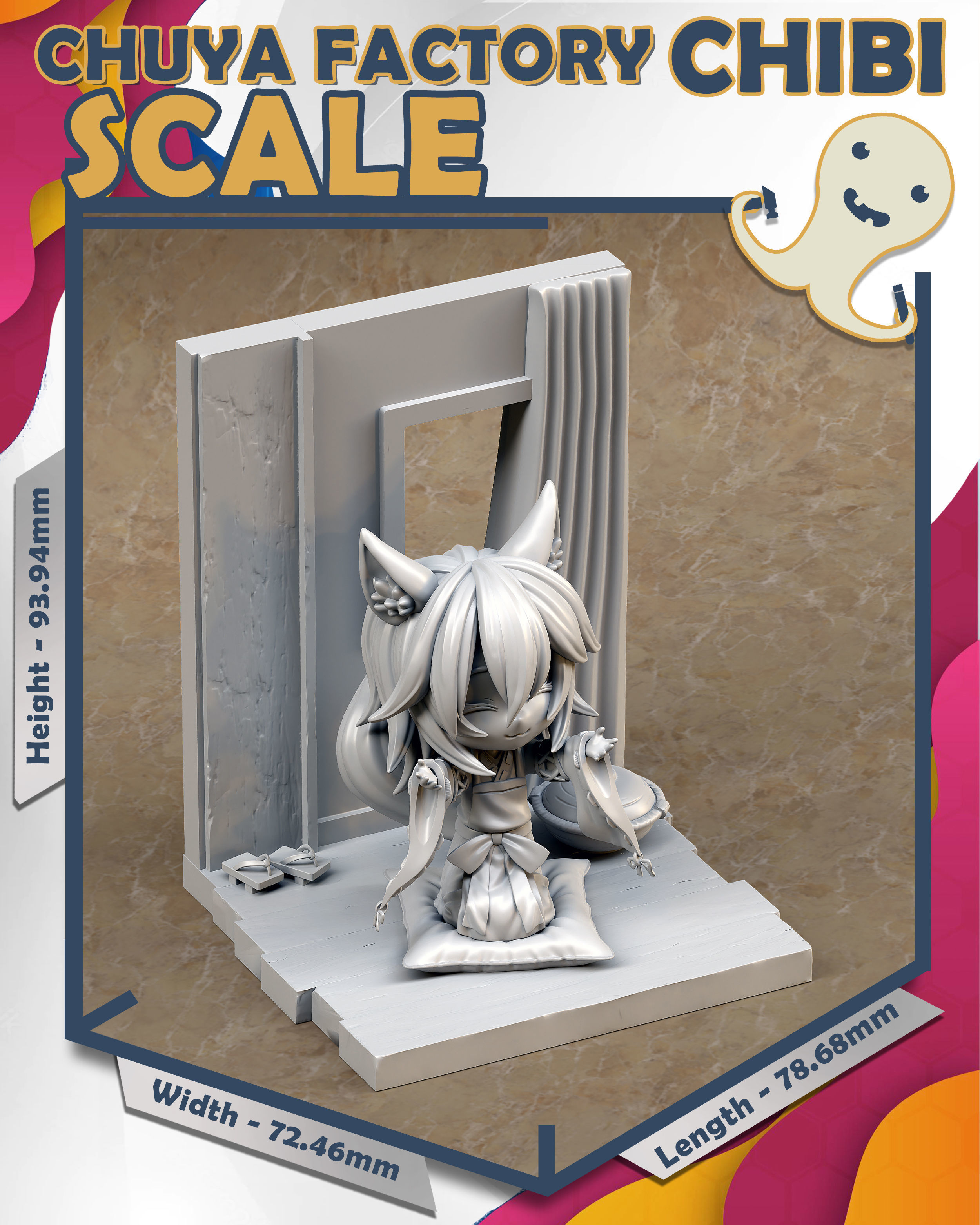 Senko-san figurine of cat on shelf 3D print model_3