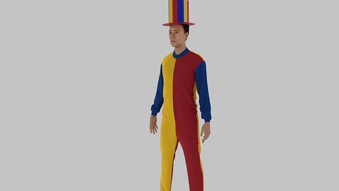 Clown man in costume Low-poly 3D model