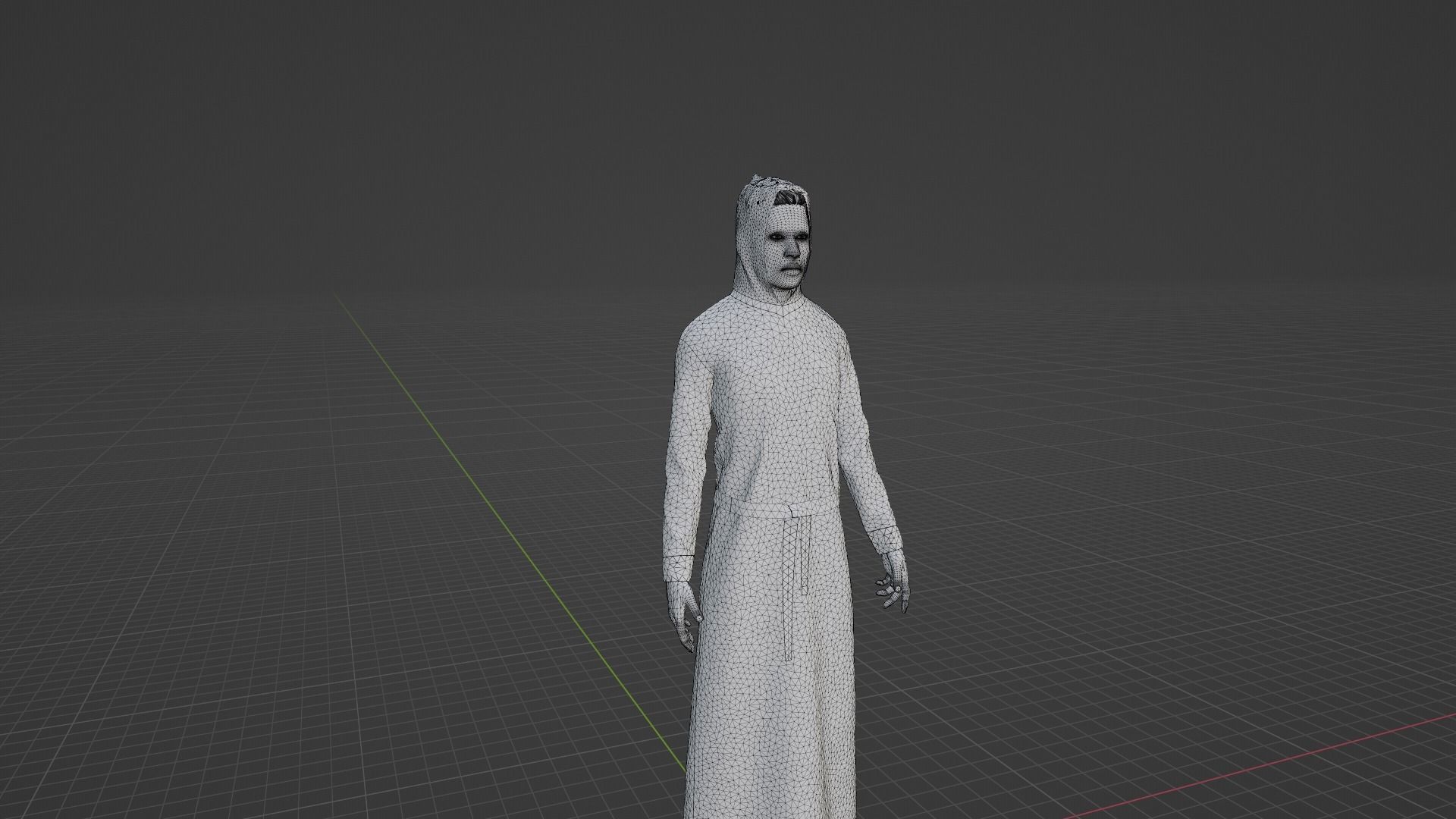 Priest monk in robe Low-poly 3D model_8